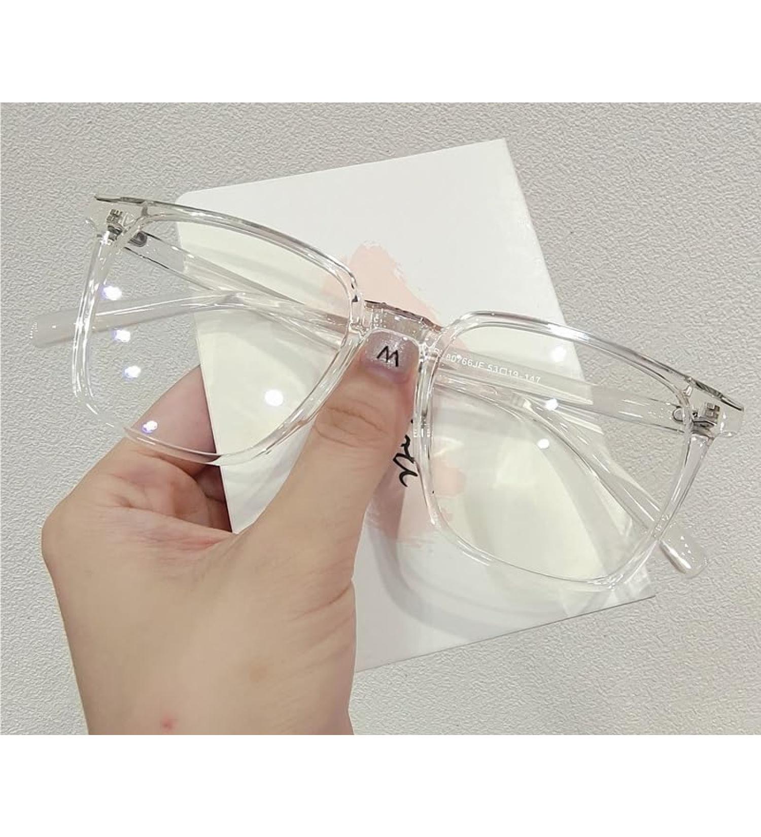 Oversized Square Anti Eye Strain Computer Readers Eyewear Reading Glasses Blue Light Blocking Flat Light Mirror +250 Clear