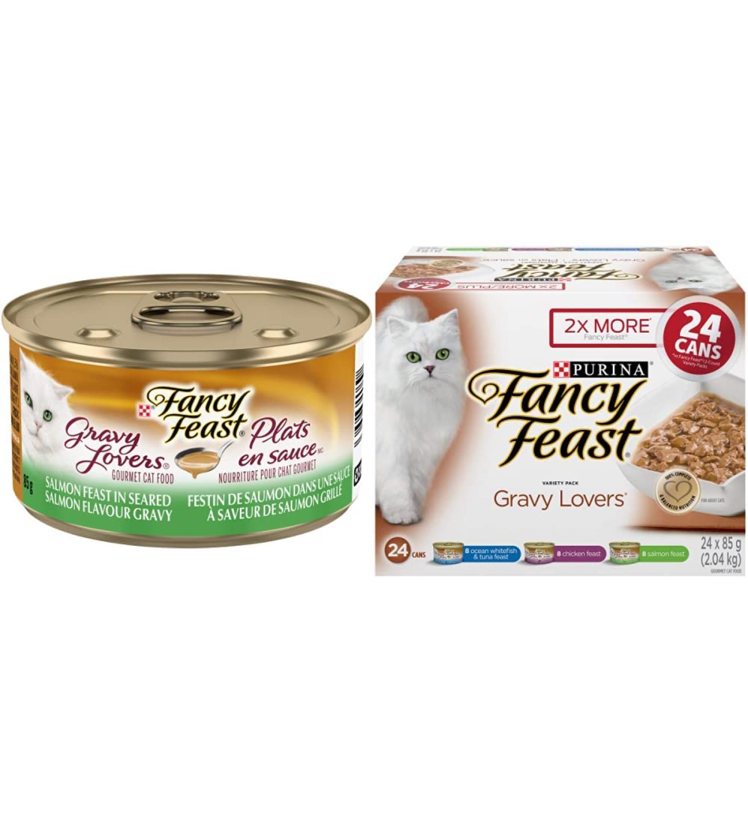 Fancy Feast Gravy Lovers Salmon + Variety Pack Wet Cat Food (24 Cans) Cat Food + Cat Food (24 Pack) - Buy Online on GoSupps.com