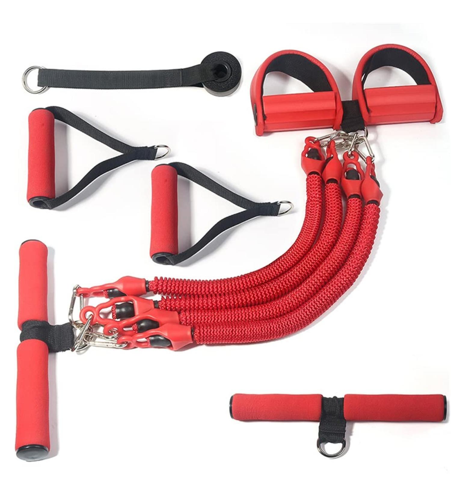 Fitness Elastic Bands Multifunctional 4 Tubes Latex Pull Rope Expander Workout Pedal Sports Resistance Bands Home Gym (Black 1set) - Buy Online on GoSupps.com