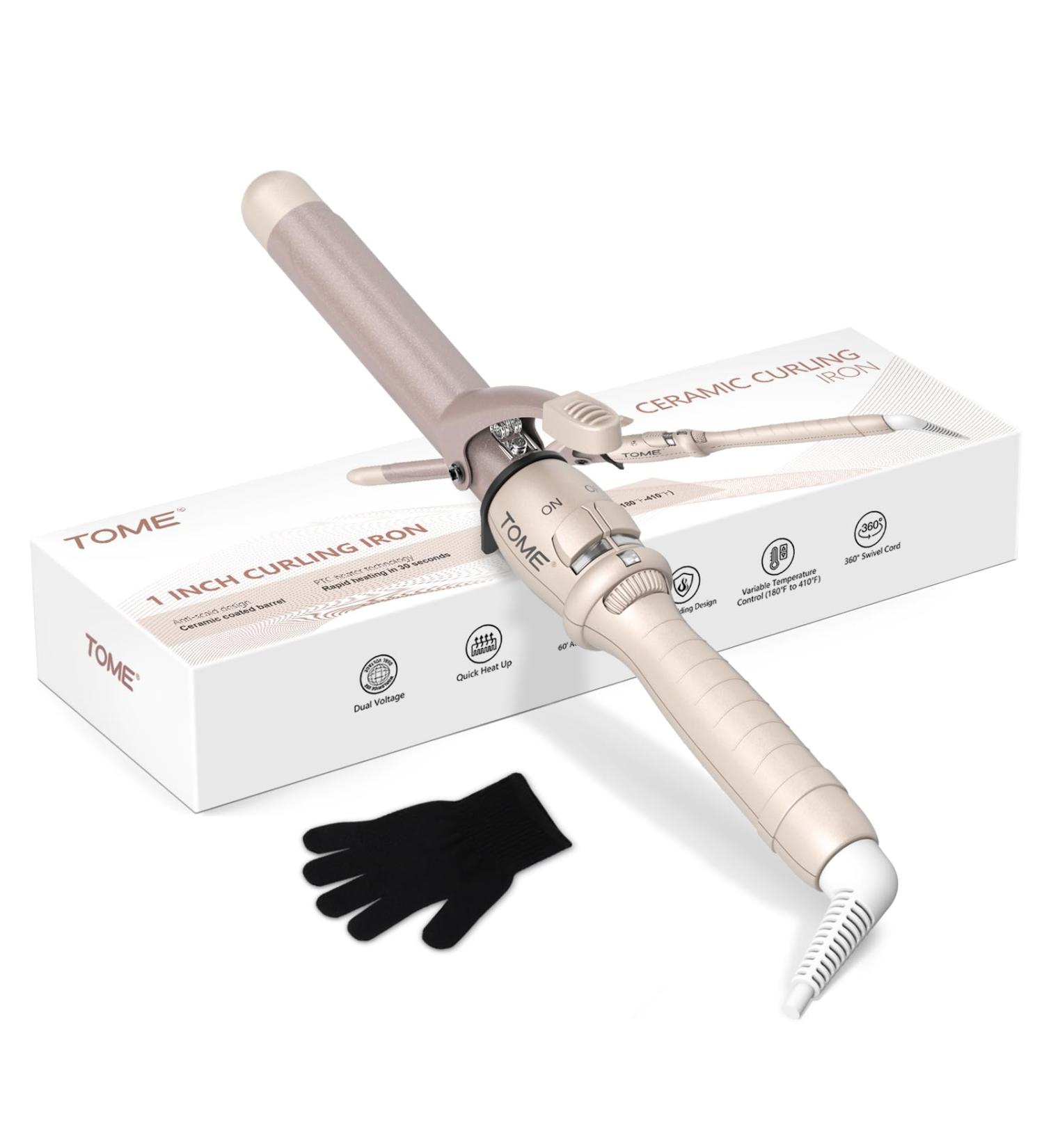 1 Inch Ceramic Curling Wand - Adjustable Temperature Dual Voltage Hair Styling Tool for All Hair Types | Curling Iron Glove Included - Buy Online on GoSupps.com