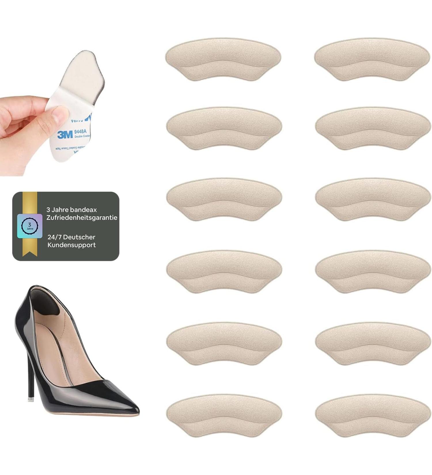 Premium 3M Glue Heel Cushions - 6 Pack Anti-Slip Pads for Comfort & Protection | Soft Heel Pillows for Men & Women - Ideal for Large Shoes Blisters & Heel Spur - Buy Online on GoSupps.com
