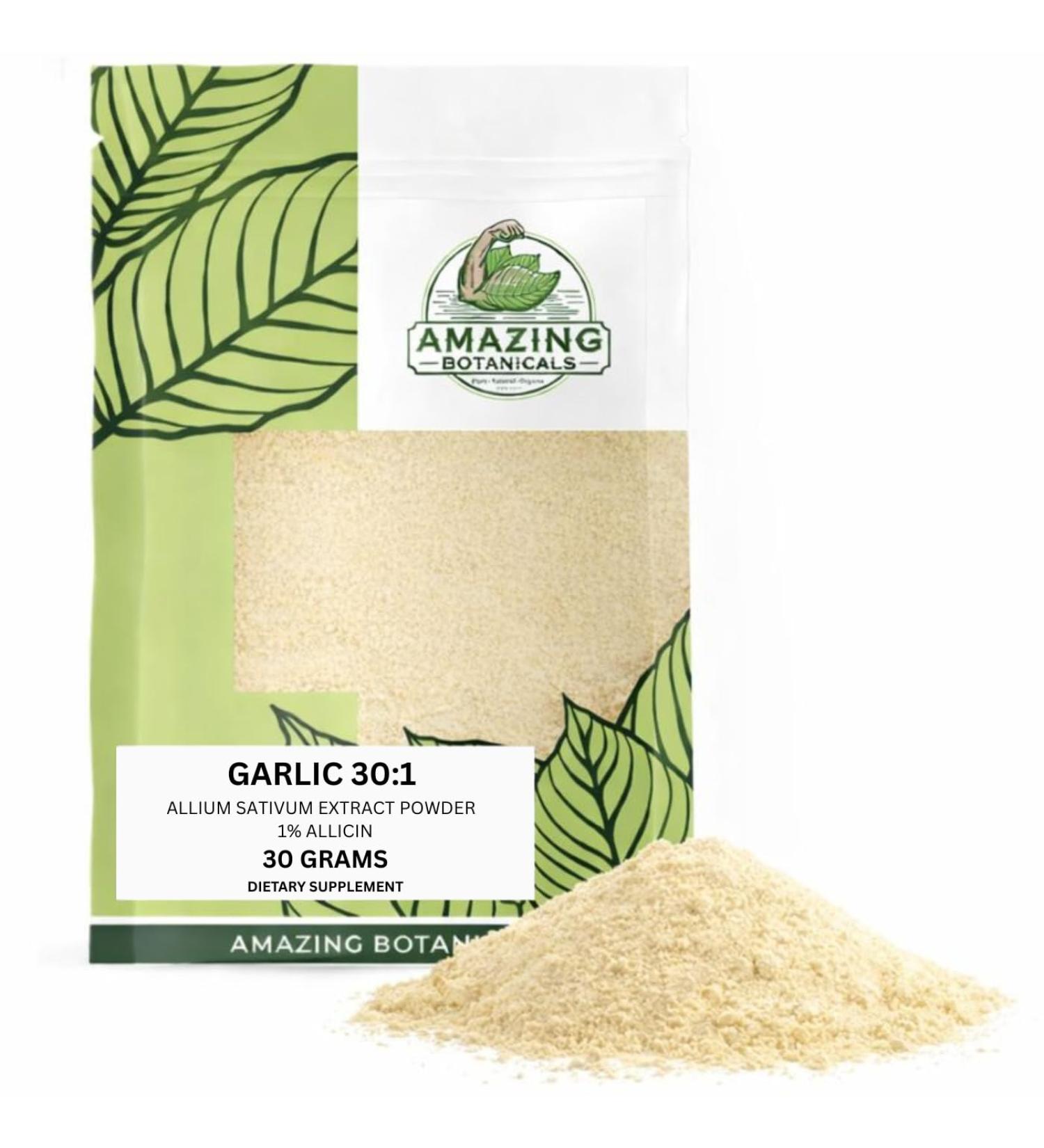 Amazing Botanicals Premium Garlic Extract Powder 30:1 | 1% Allicin | Allium Sativum | Vegan Non-GMO No Added Sugar 30 Grams - Buy Online on GoSupps.com