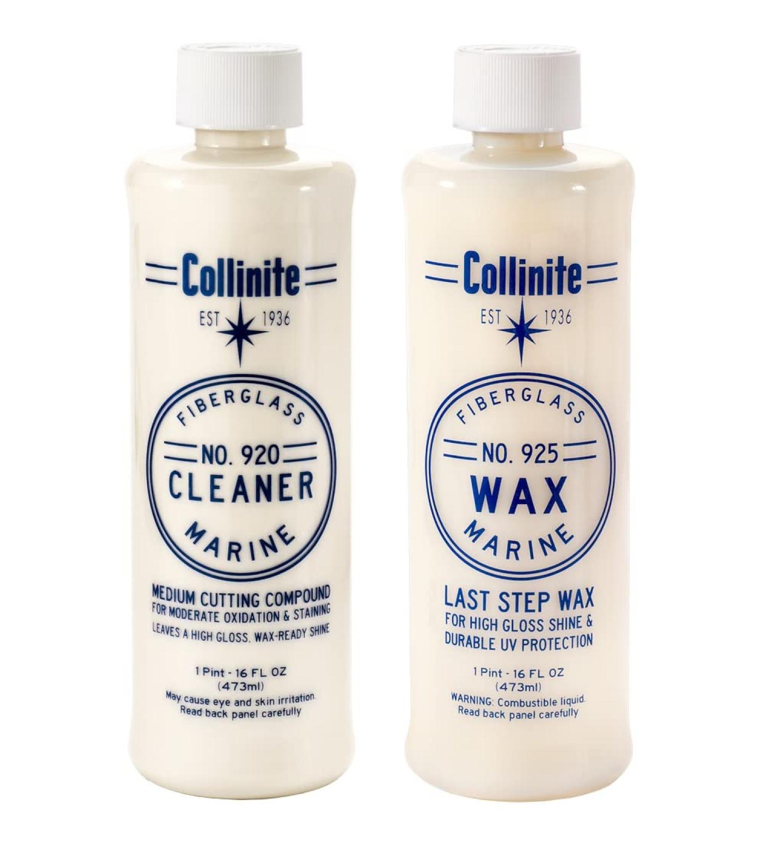 Collinite 920 Fiberglass Boat Cleaner & 925 Fiberglass Boat Wax Combo Pack