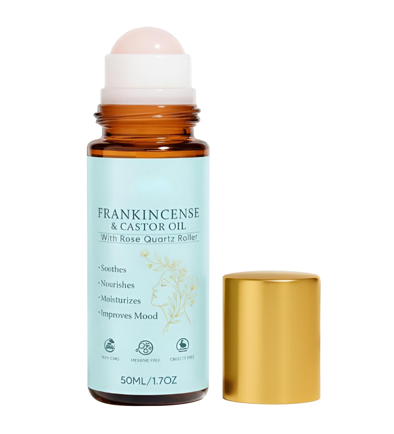 WMYCBFH Frankincense and Castor Oil Rose Quartz Roller 100% Pure Organic Cold-Pressed for Face Neck Abdomen 50ML/1.7OZ - Buy Online on GoSupps.com
