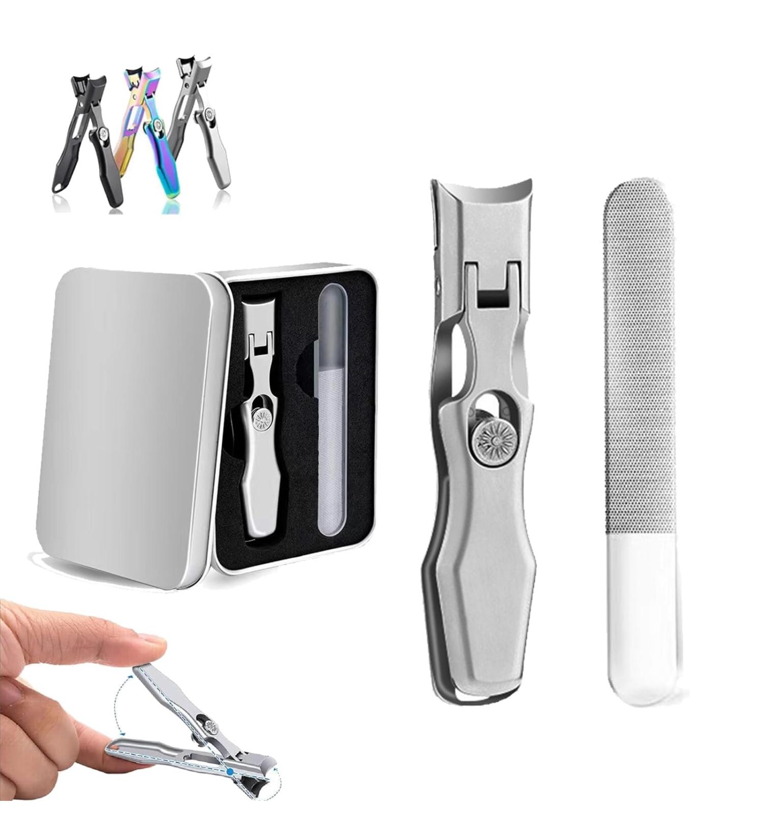 Luxgrip Nail Clipper Set - Luxurious Ultra Sharp German Nail Clippers in Silver | Perfect Nail Care for Precision & Style - Buy Online on GoSupps.com