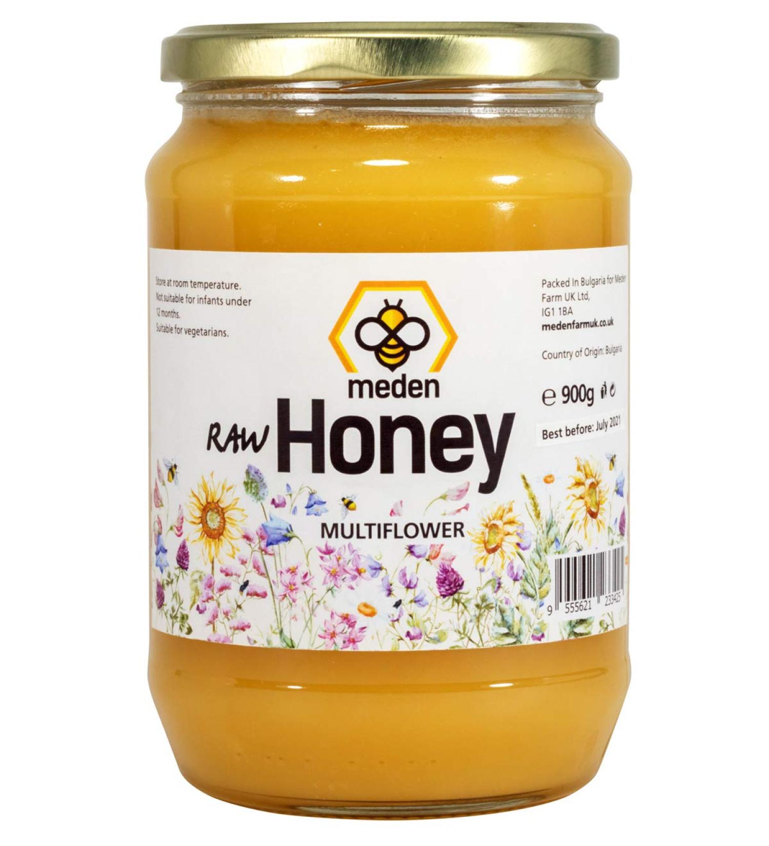 Meden Pure Raw Honey UK - Wildflowers - Living Natural Honey Unheated Unpasteurized (900g)