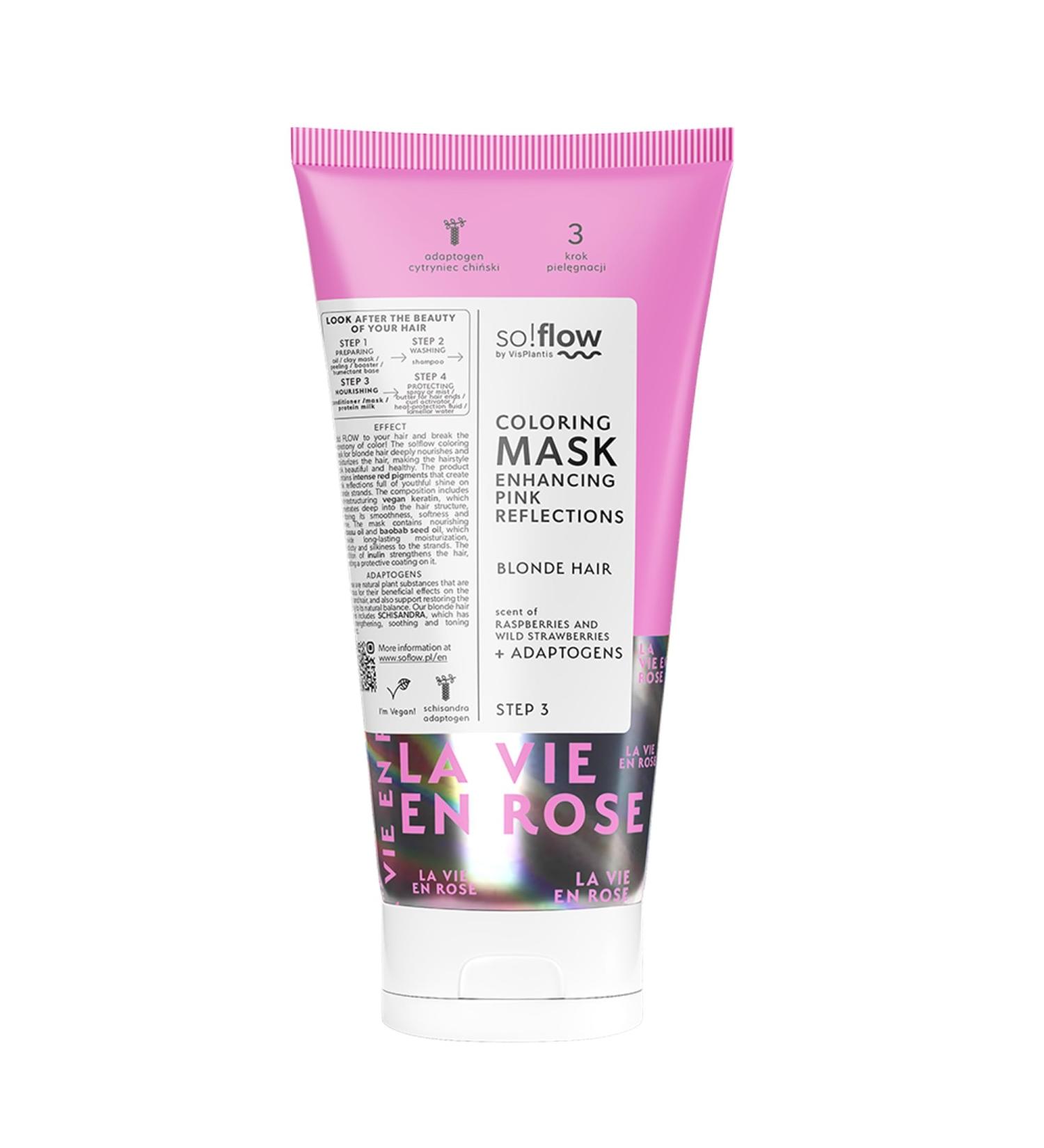 So!Flow Refreshing Toning Mask For Blonde Hair - Color Correcting Mask With Raspberry And Wild Strawberry Moisturizing Hair Care With Vegan Keratin And Nourishing Oils