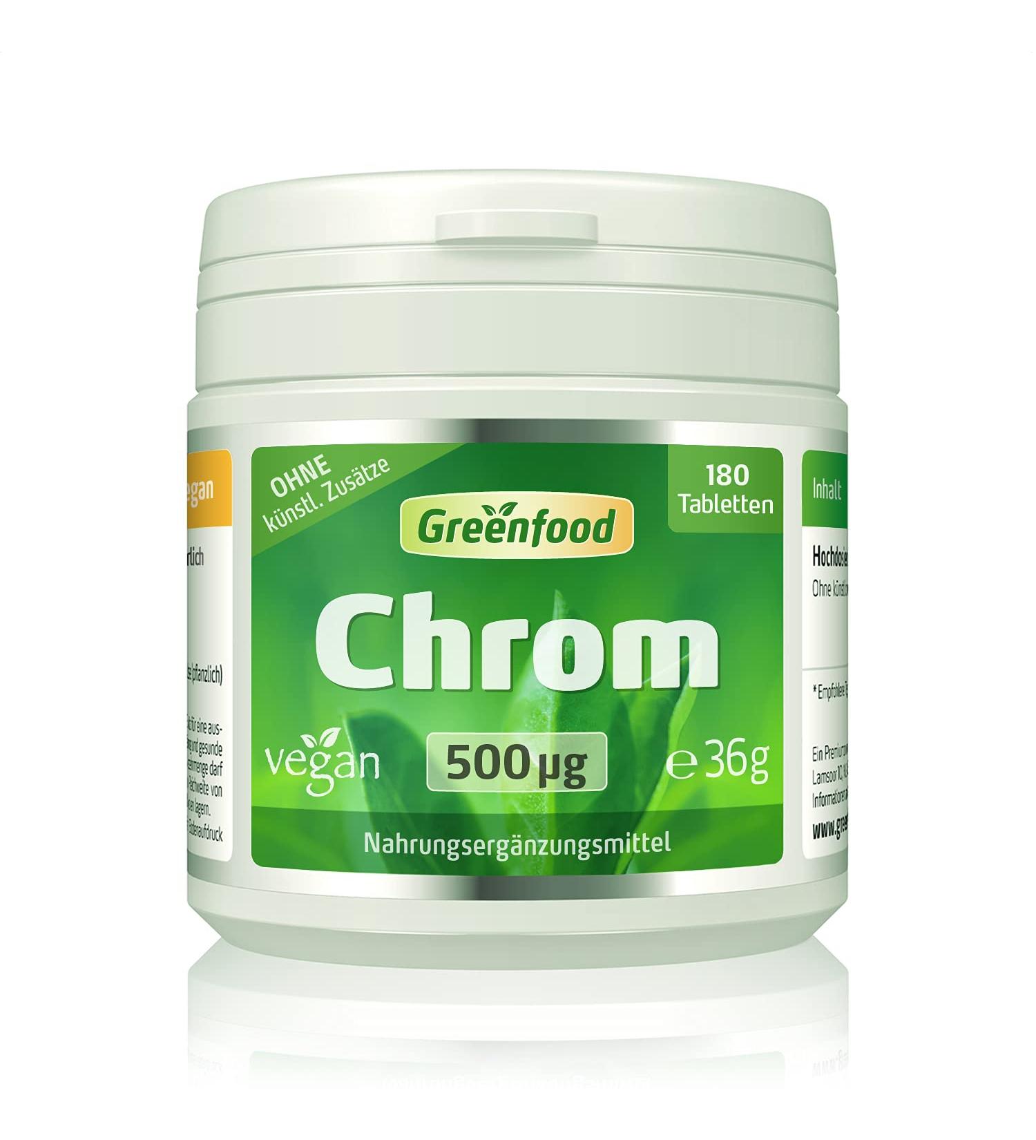 Chromium 500 g - High Dose 180 Vegan Tablets for Blood Sugar Support & Macronutrient Metabolism - No Artificial Additives & Non-GMO - Buy Online on GoSupps.com