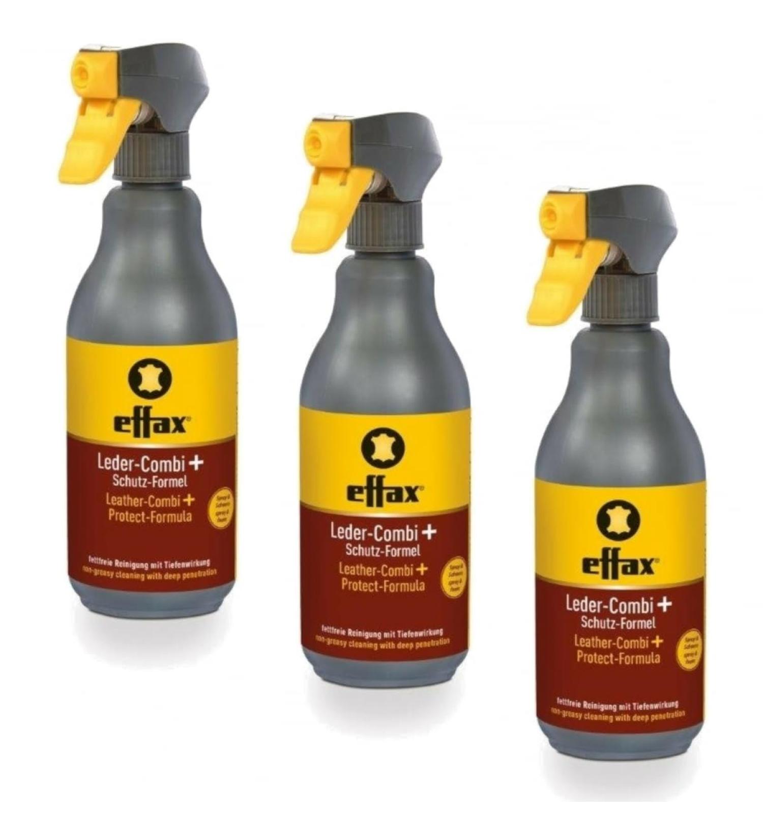 Effol-Effax Leder Combi + Protection | Leather Cleaner & Care Formula | 3 x 500 ml Spray Set | Effective Dirt & Fat Removal - Buy Online on GoSupps.com