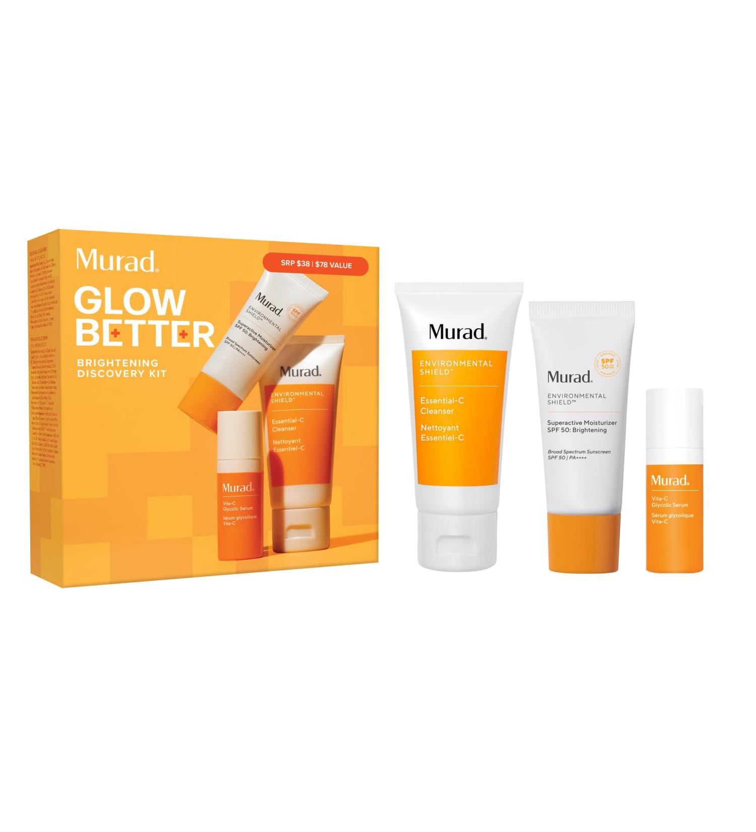 Murad Brighten Trial Kit Vitamin C Skincare Set for Brighten & Even Tone - Travel-Friendly Kit for Radiant Even-Toned Skin (3-Piece Glow Better Kit) - Buy Online on GoSupps.com