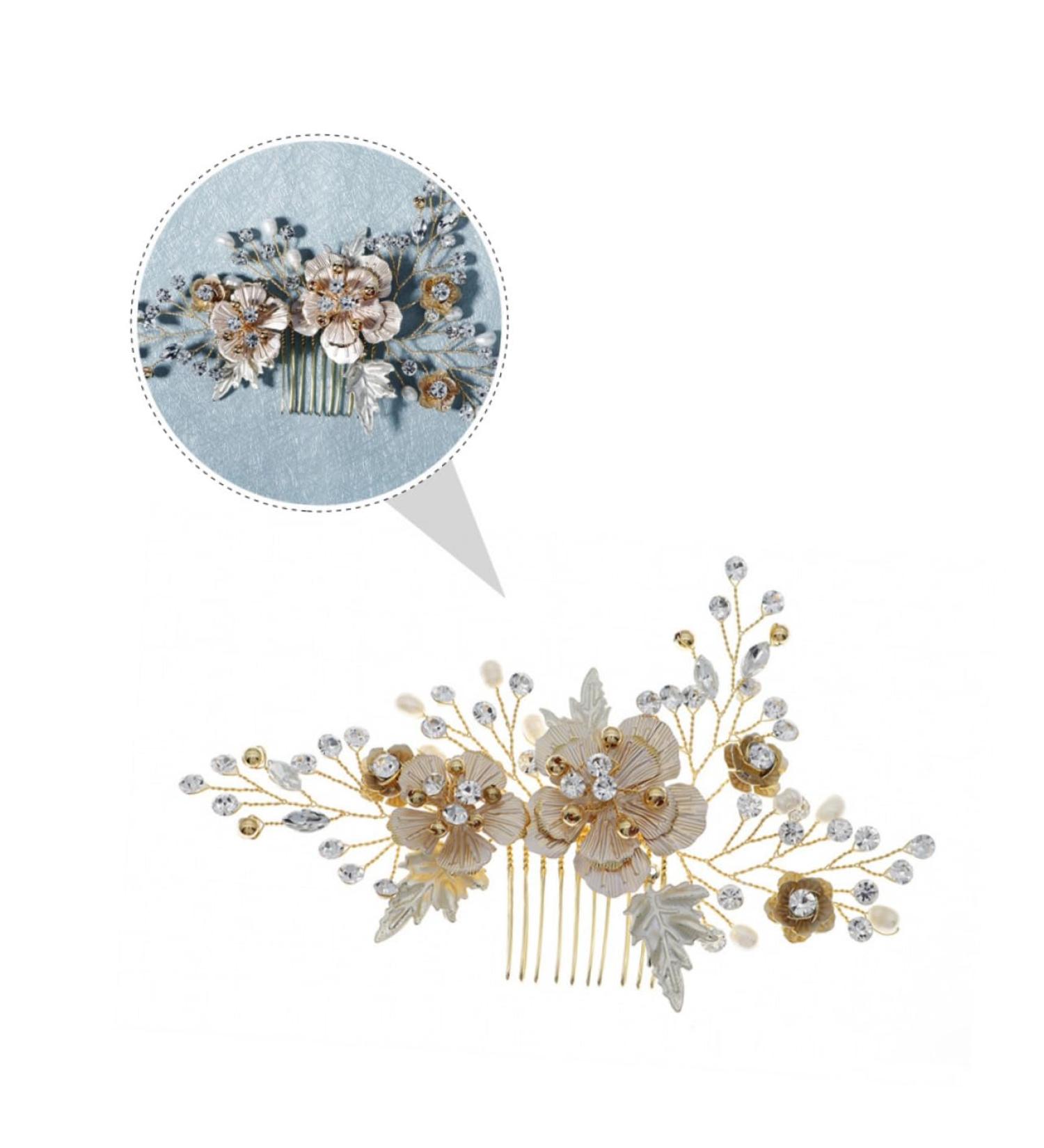 DOITOOL 1pc Comb Pearl Hair Pin Bridal Headdress Prom Hair Accessories Bridal Hair Barrette Bridal Hair Clip Headwear Decor Tiara Retro Rhinestone Headwear The Flowers Decorate Bride Alloy - Buy Online on GoSupps.com