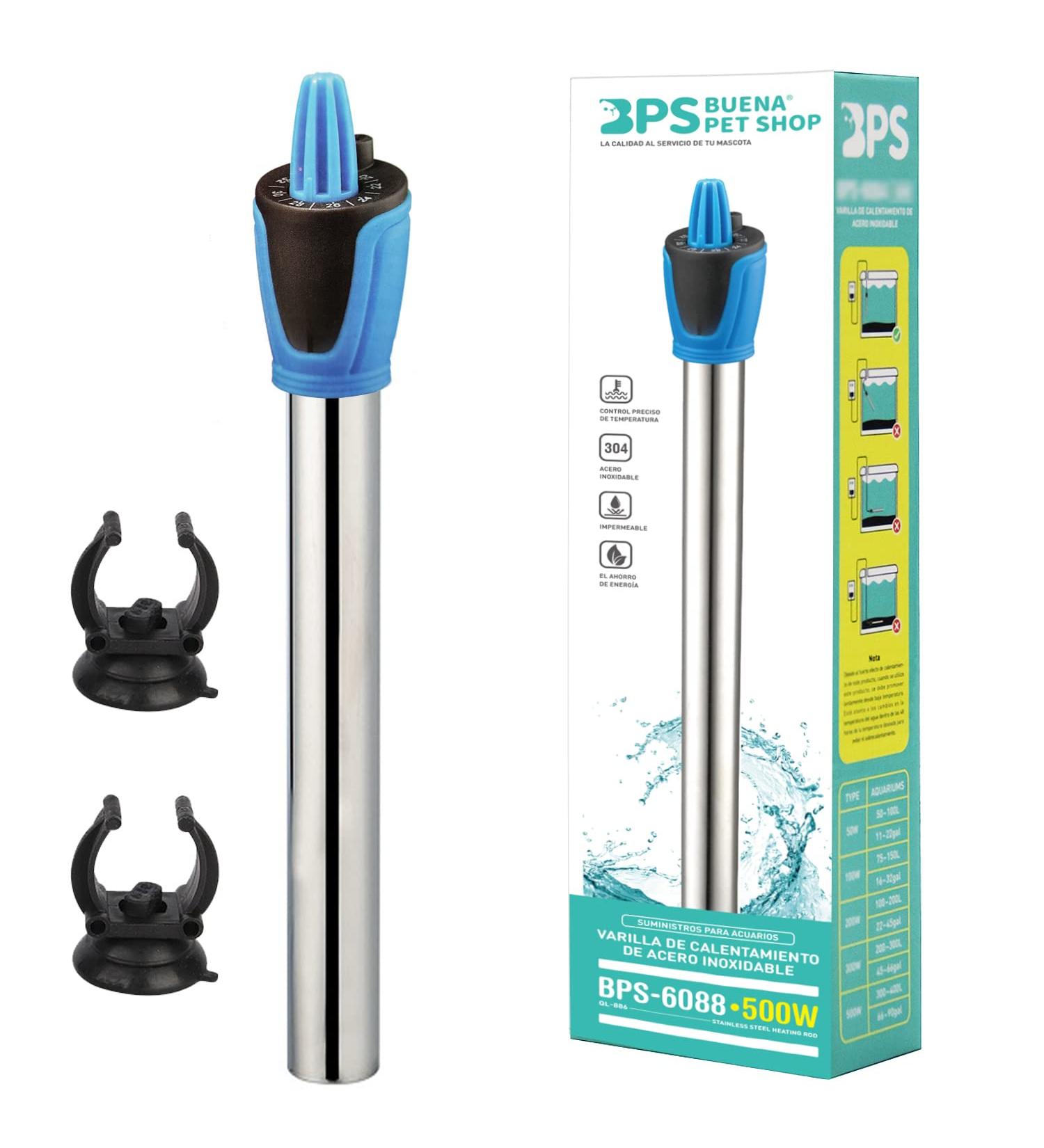BPS BPS-6087 Underwater Aquarium Heater 300W - Stainless Steel 32cm with 2 Suction Cups | International Shipping Available - Buy Online on GoSupps.com