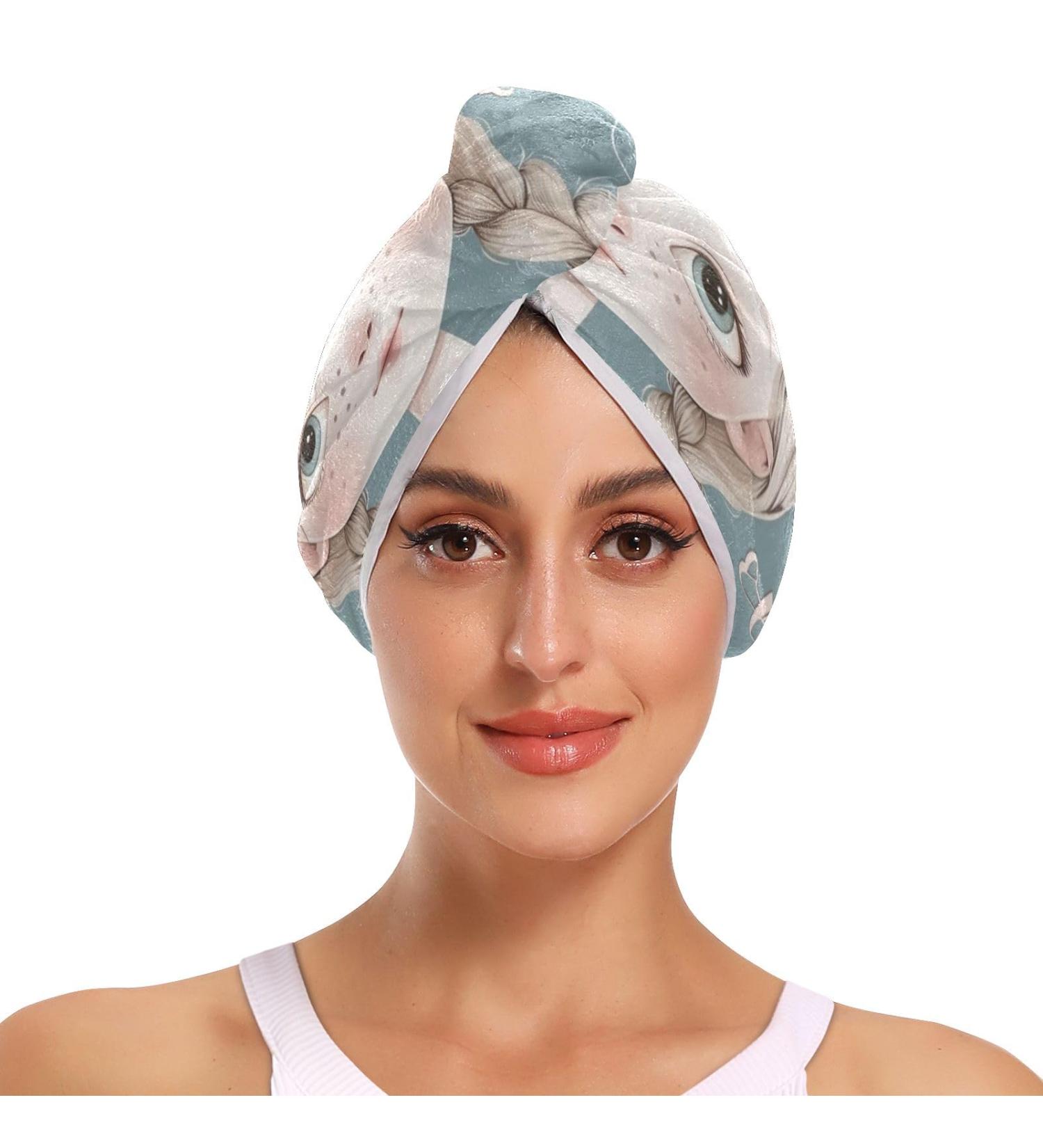 Cute Girl Hair Towel 2 Pack | Super Absorbent Quick Dry Hair Turbans for Women & Girls - Buy Online on GoSupps.com