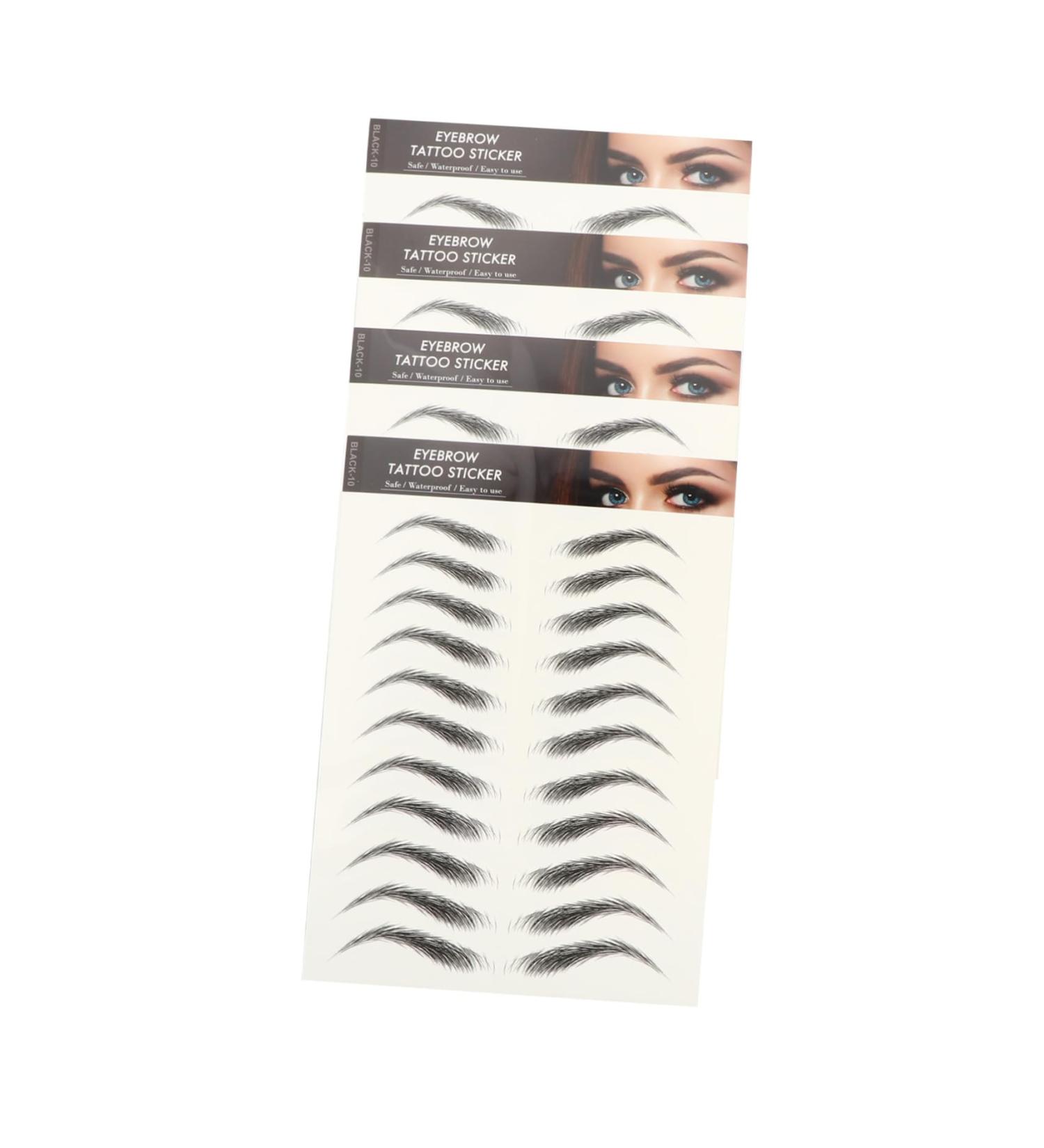 HAPINARY 4 Sheets Waterproof Eyebrow Stickers Brow False Eyebrows Cosmetics Eyebrow Transfer Stickers Artificial Eyebrow Eyebrow Tool Makeup Brow Sticker 21x14.8cm Black - Buy Online on GoSupps.com