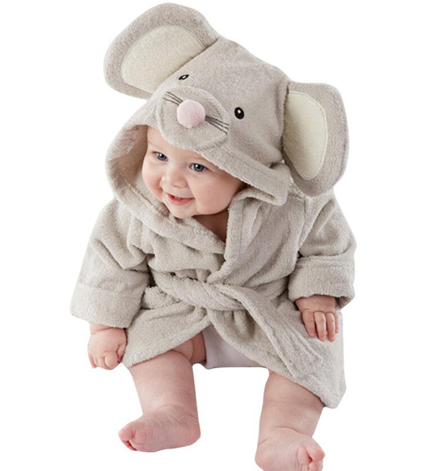 Meihuida Super Soft Fleece Bathrobe for Babies (6-12 Months) - Cute Mouse Design | Perfect Gift for Boys & Girls - Buy Online on GoSupps.com