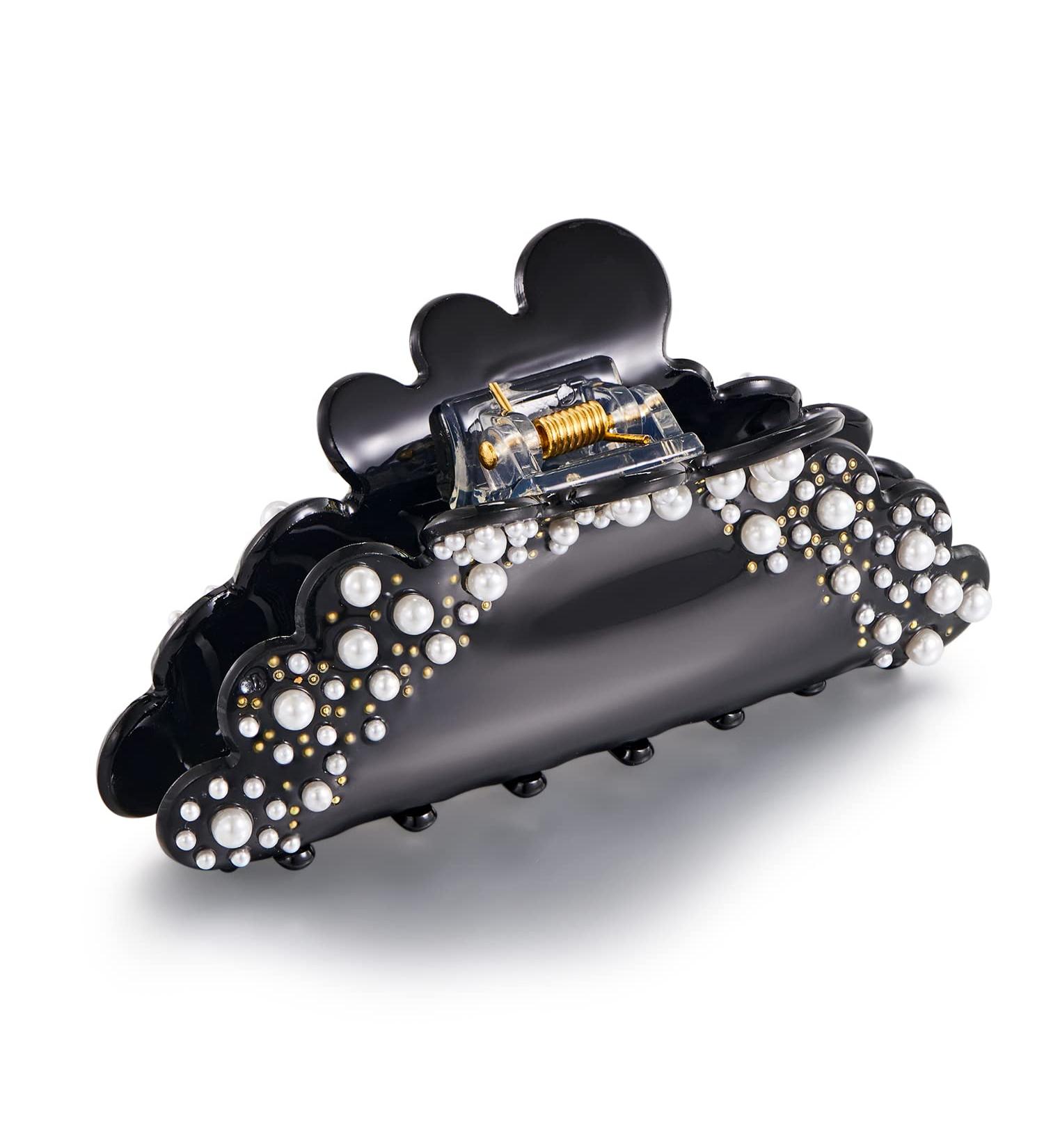 Buy Lilie & White Jet Acrylic Butterfly Hair Clips for Women - Imitation Pearls Slipproof Medium Size | Fashion Claws HC21225A - International Shipping Available - Buy Online on GoSupps.com