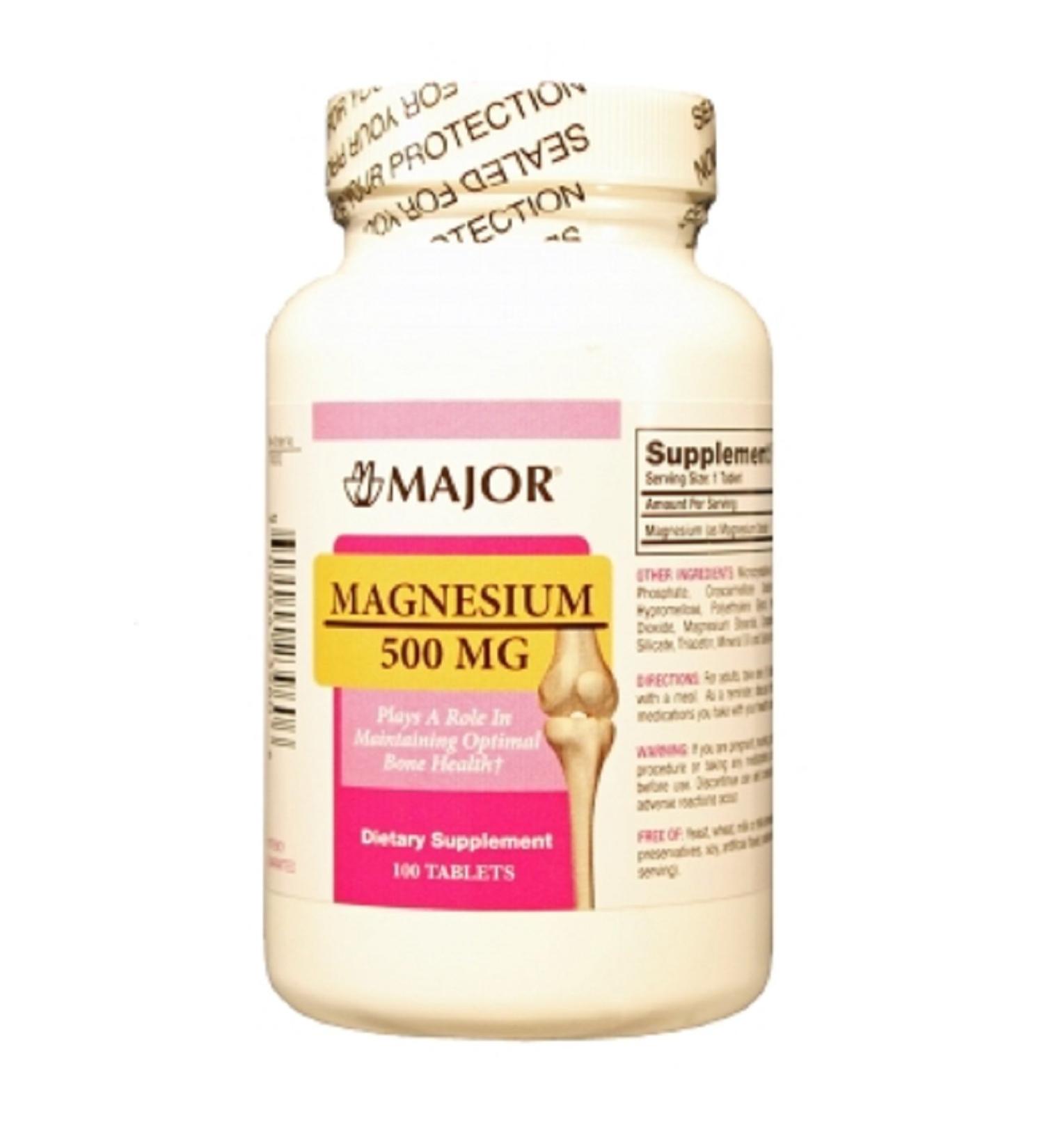 MAJOR MAGNESIUM 500MG DIETARY SUPP TABS MAGNESIUM OXIDE-500 MG White 100 TABLETS UPC 309044239606