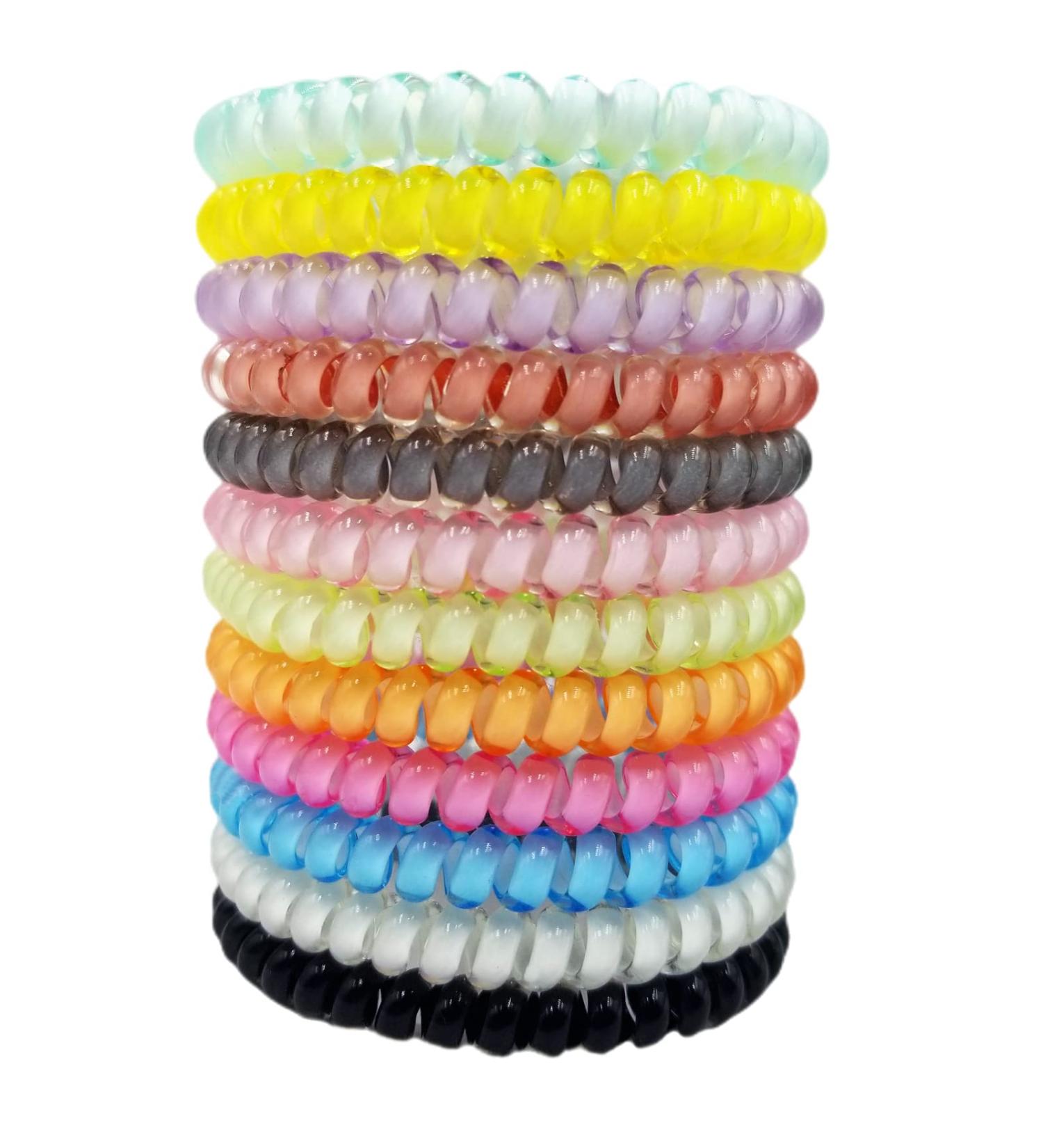 Candy Color 12 Piece Spiral Hair Ties | Small Multicolor Hair Coils | No Crease Coil Elastics for Women and Girls - Buy Online on GoSupps.com