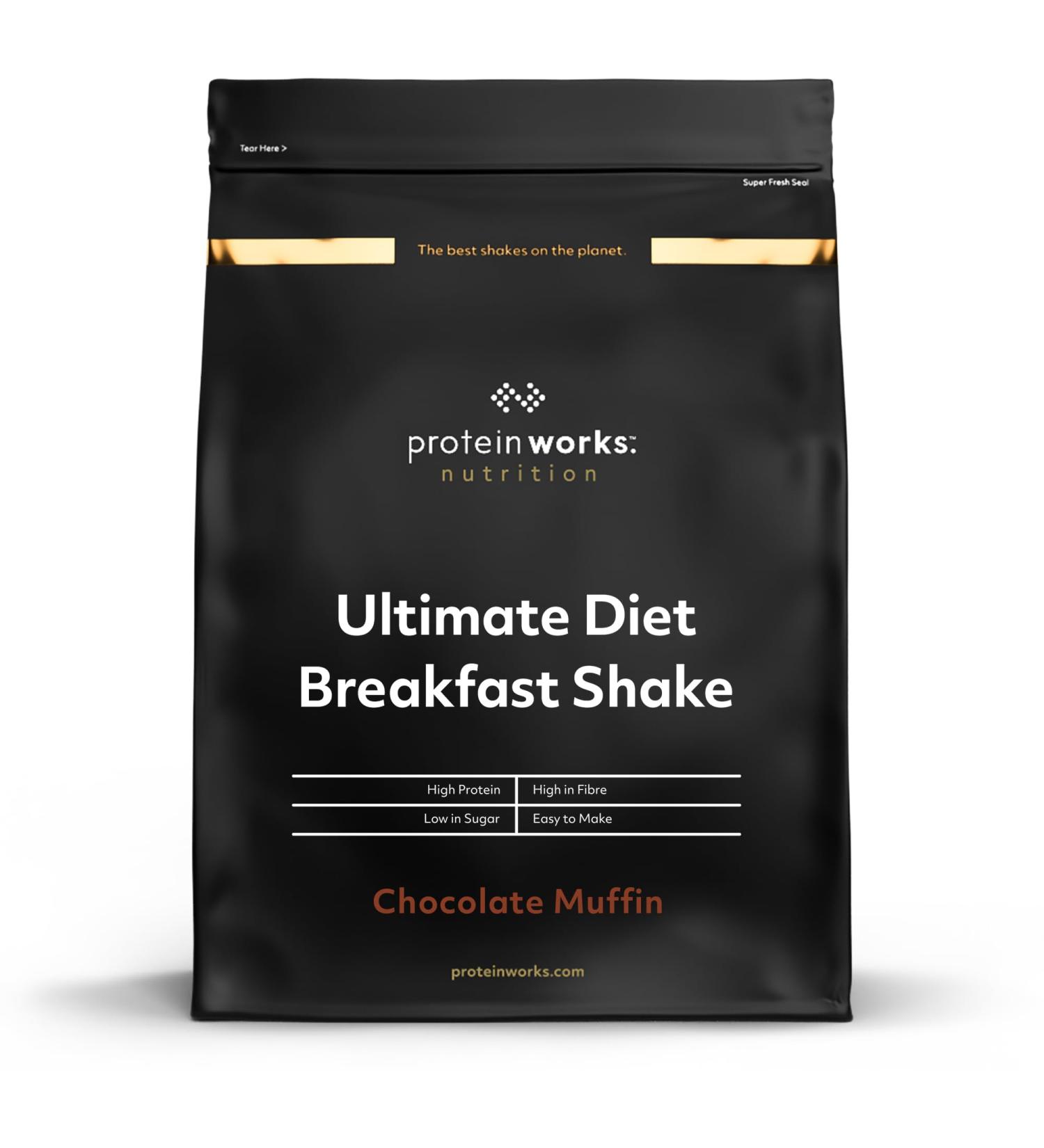 Protein Works - Ultimate Diet Breakfast Shake | High Protein 230 Calorie Breakfast | Low Calorie Breakfast Shake | Protein Meal Replacement | 36 Servings | Chocolate Muffin 2kg - Buy Online on GoSupps.com