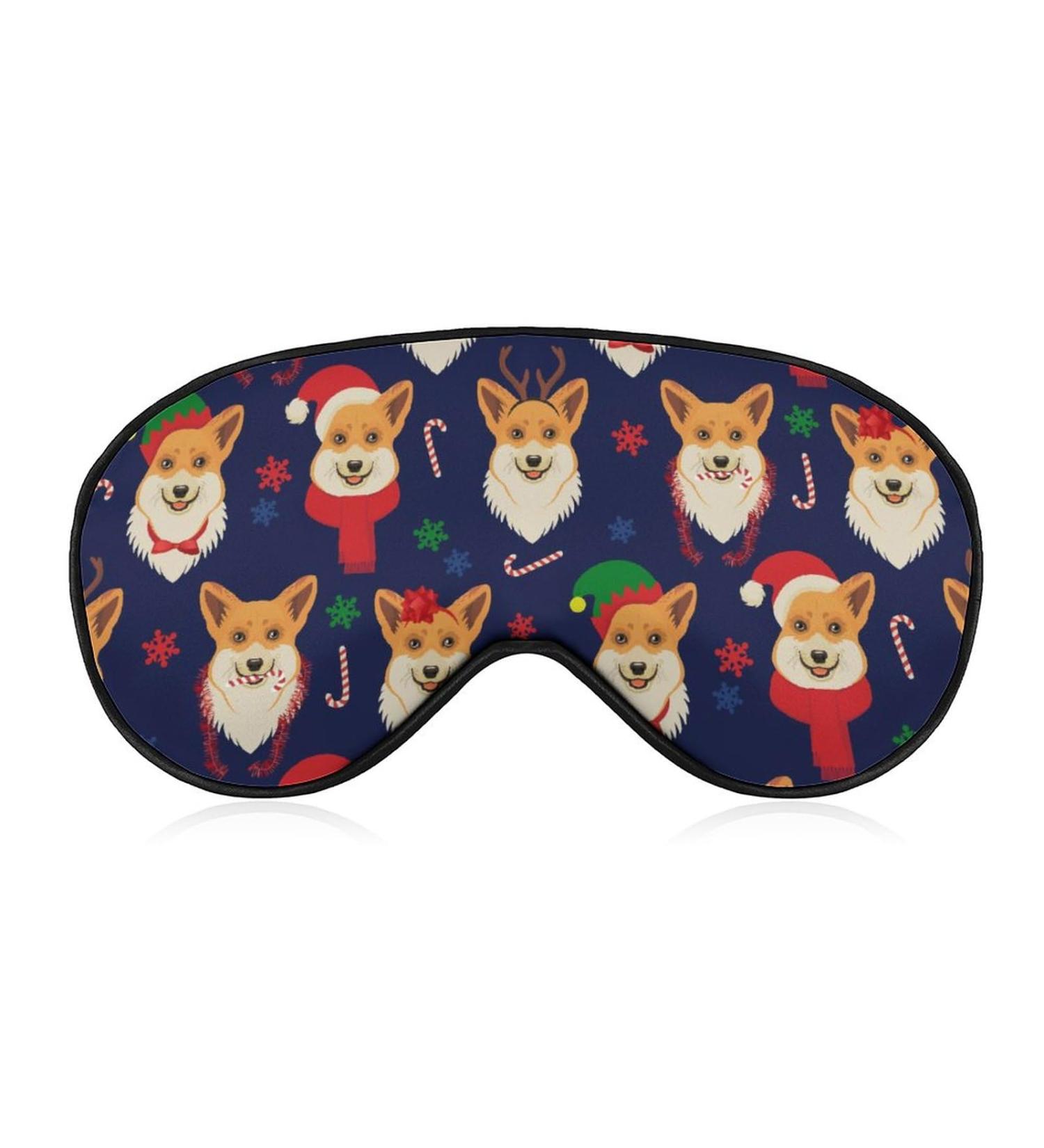 Christmas Corgis Sleep Mask - Adjustable Eye Cover for Sleeping, Blocking Light - Men & Women - Buy Online on GoSupps.com