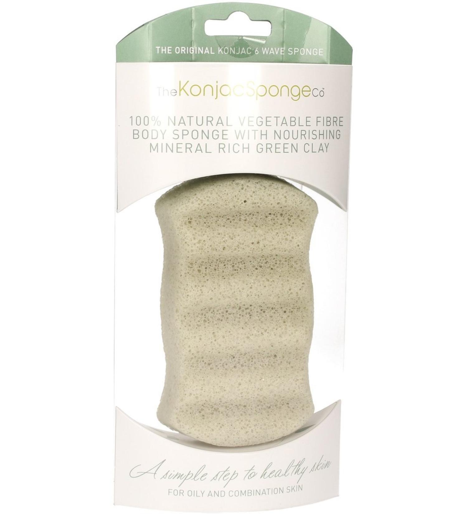 Premium 6 Wave Konjac Sponge Green Clay 1 Sponge