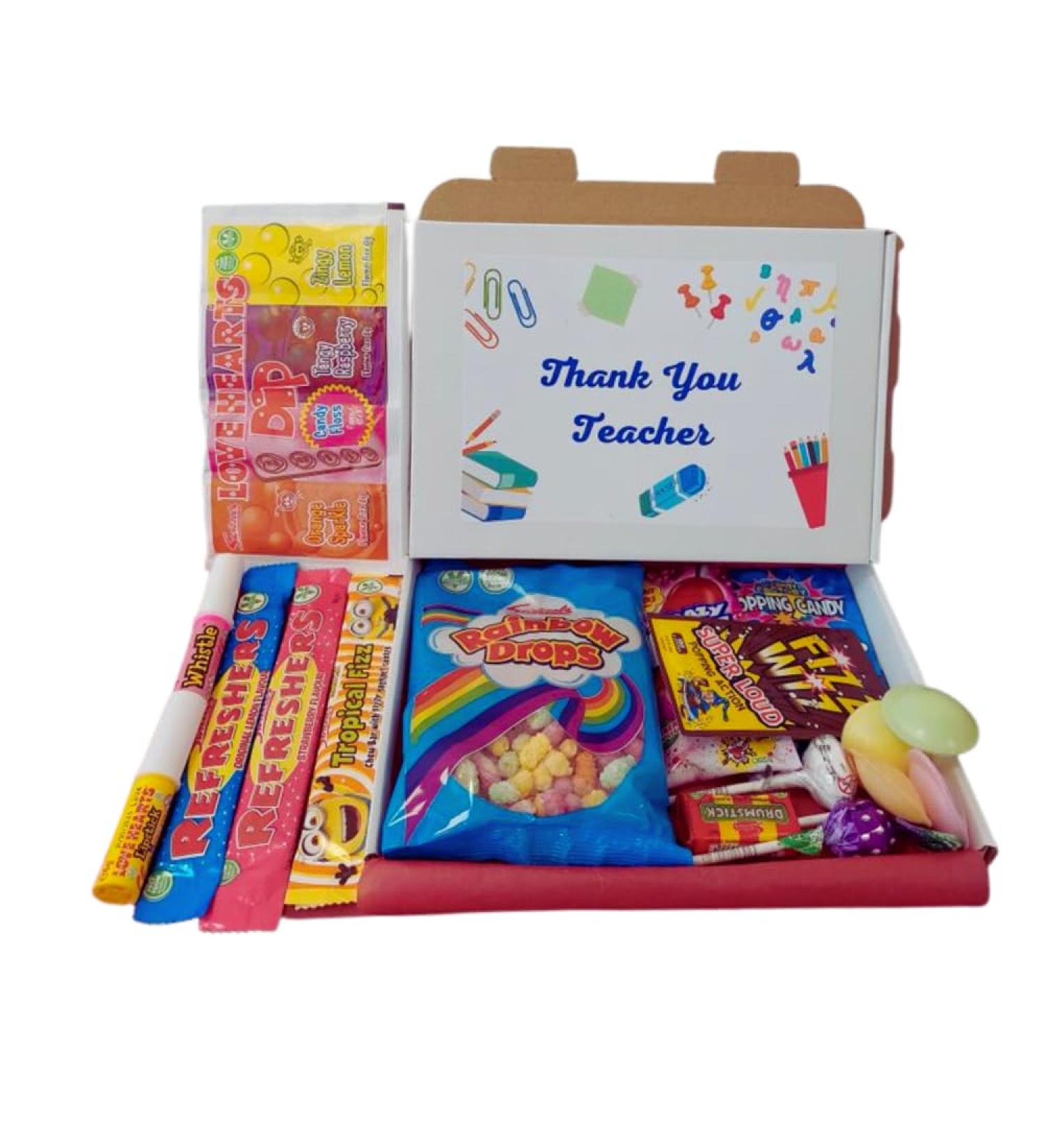 Thank you Teacher sweet box | Teacher sweet box | Teacher Retro Sweet gift | End of term teacher gift| Best teacher| Teacher appreciation sweet hamper - Buy Online on GoSupps.com