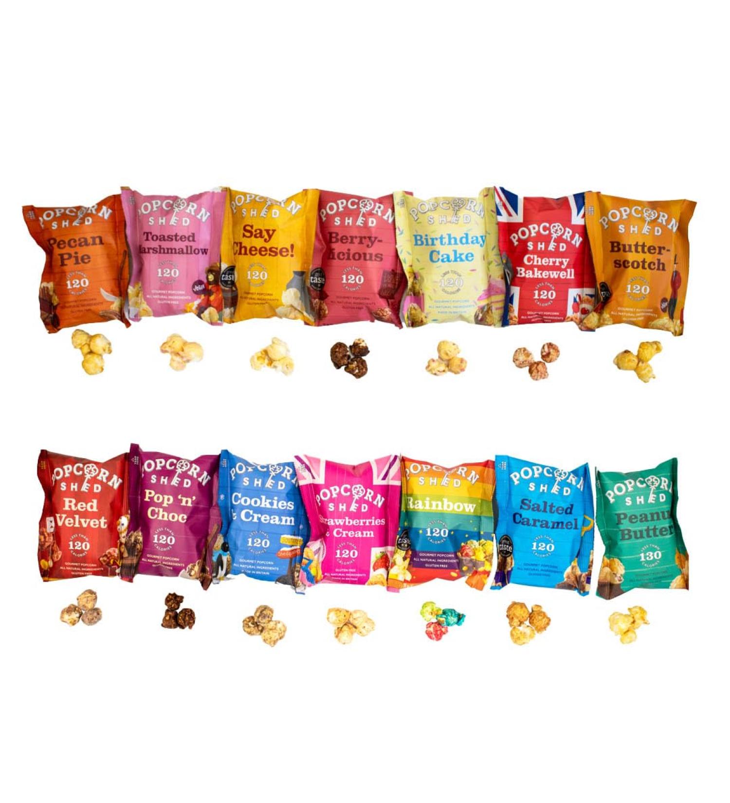 Popcorn Shed 14-Popcorn Tasting Pack Gluten Free & Vegetarian Snacks - Buy Online on GoSupps.com