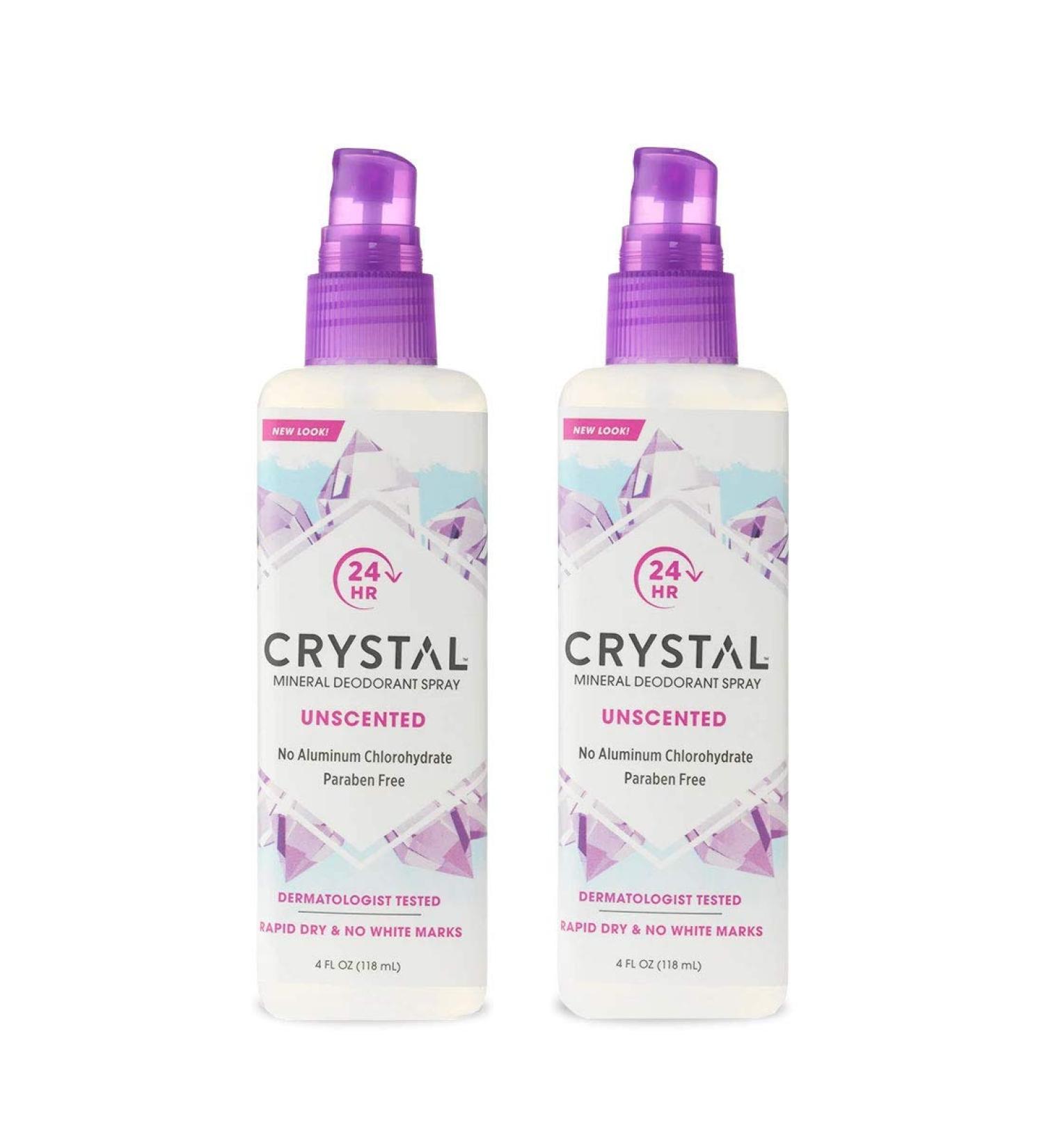 Crystalâ„¢ Mineral Deodorant Spray Unscented - 24-Hour Odor Protection, Aluminum & Paraben Free (2-Pack, 4 Fl Oz) - Buy Online on GoSupps.com