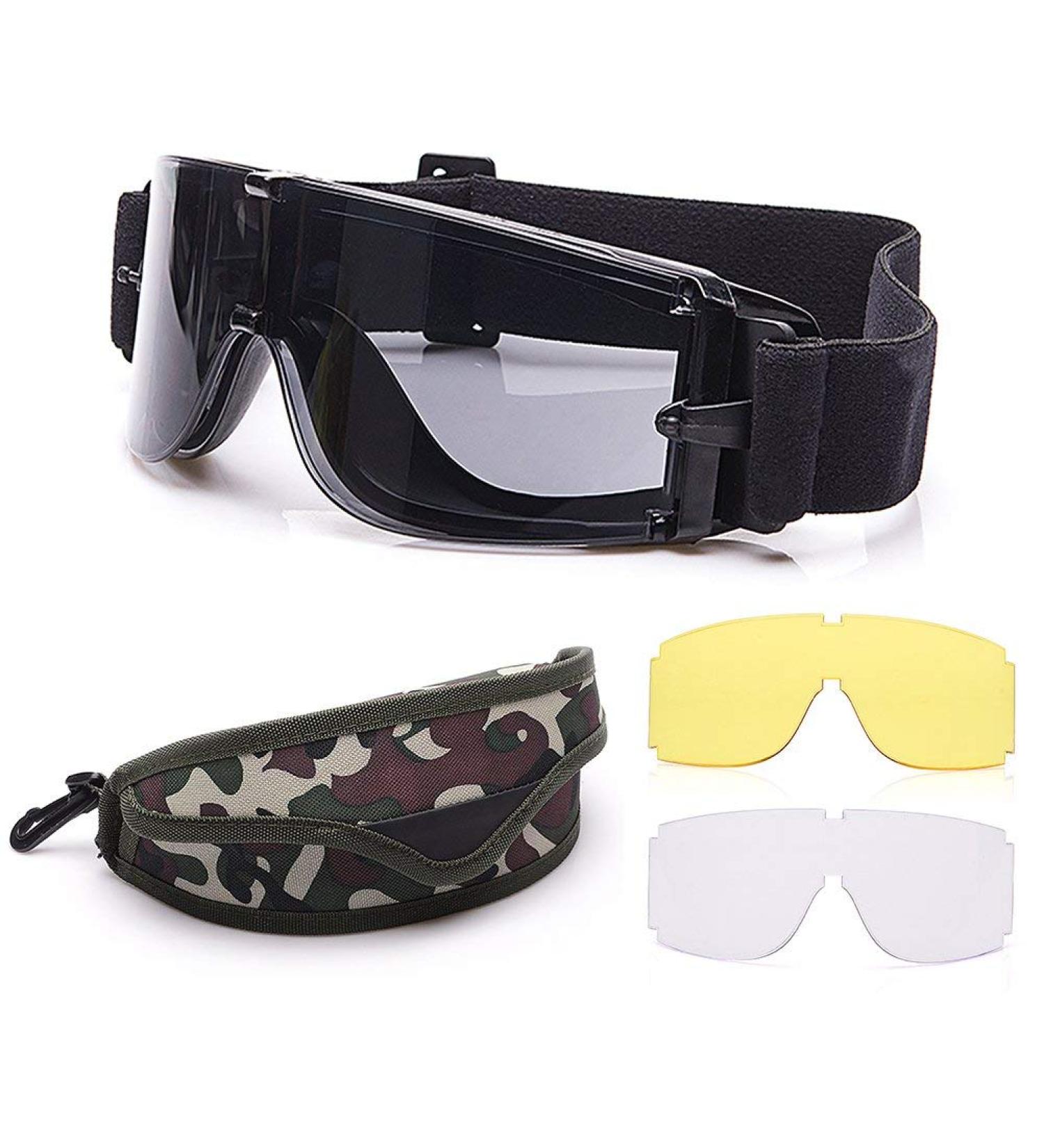 Elemart Tactical Airsoft Goggles - Military Eye Protection with 3 Interchangeable Lenses and Carrying Case - Buy Online on GoSupps.com