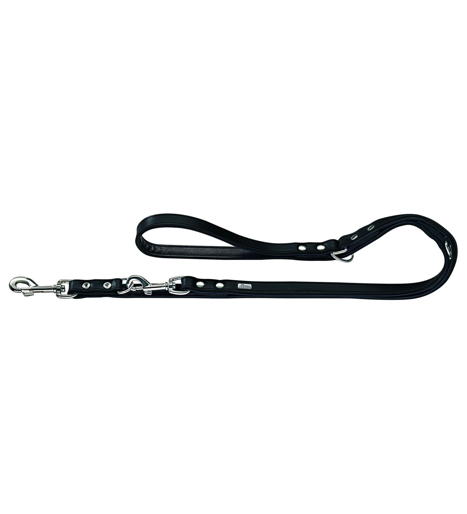 Hunter Basic Adjustable Fleet for Dogs coated split leather synthetic leather weather -resistant 1.3/200 cm black black width: 1.3 cm length: 200 cm