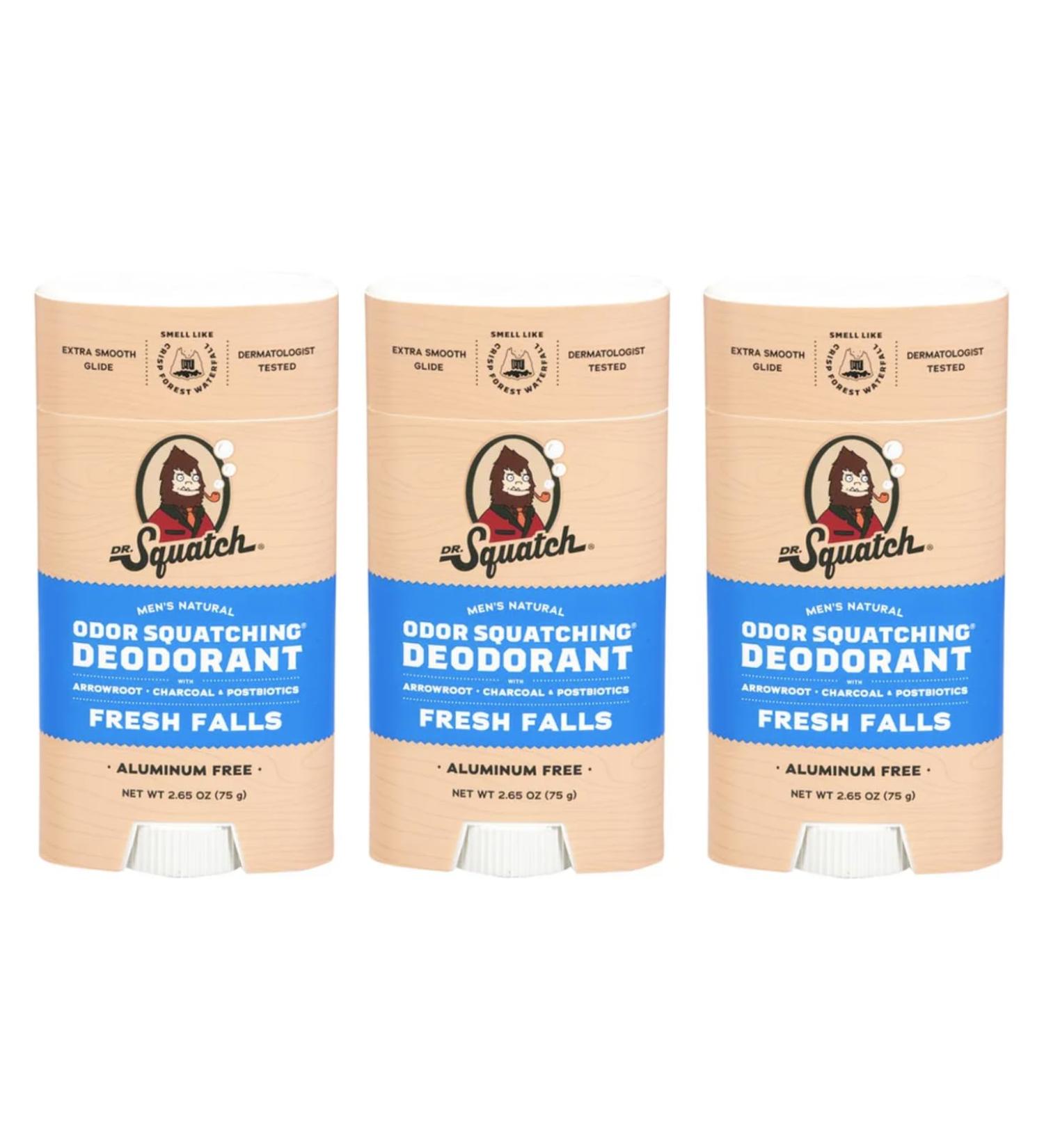 Buy Doctor Squatch Natural Deodorant for Men - Aluminum Free Fresh Falls 3 Pack | Odor-Squatching Formula - International Shipping Available - Buy Online on GoSupps.com