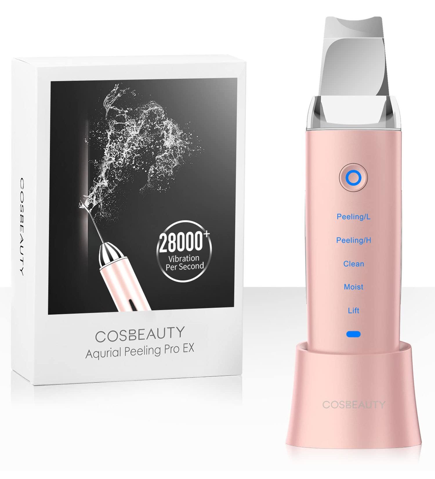 COSBEAUTY Skin Scrubber Skin Spatula | 4-in-1 Versatile Skincare Device | Exfoliating, Blackhead Remover, Moist Assistor | Wireless Charging, IPX6 Waterproof | Pink - Buy Online on GoSupps.com