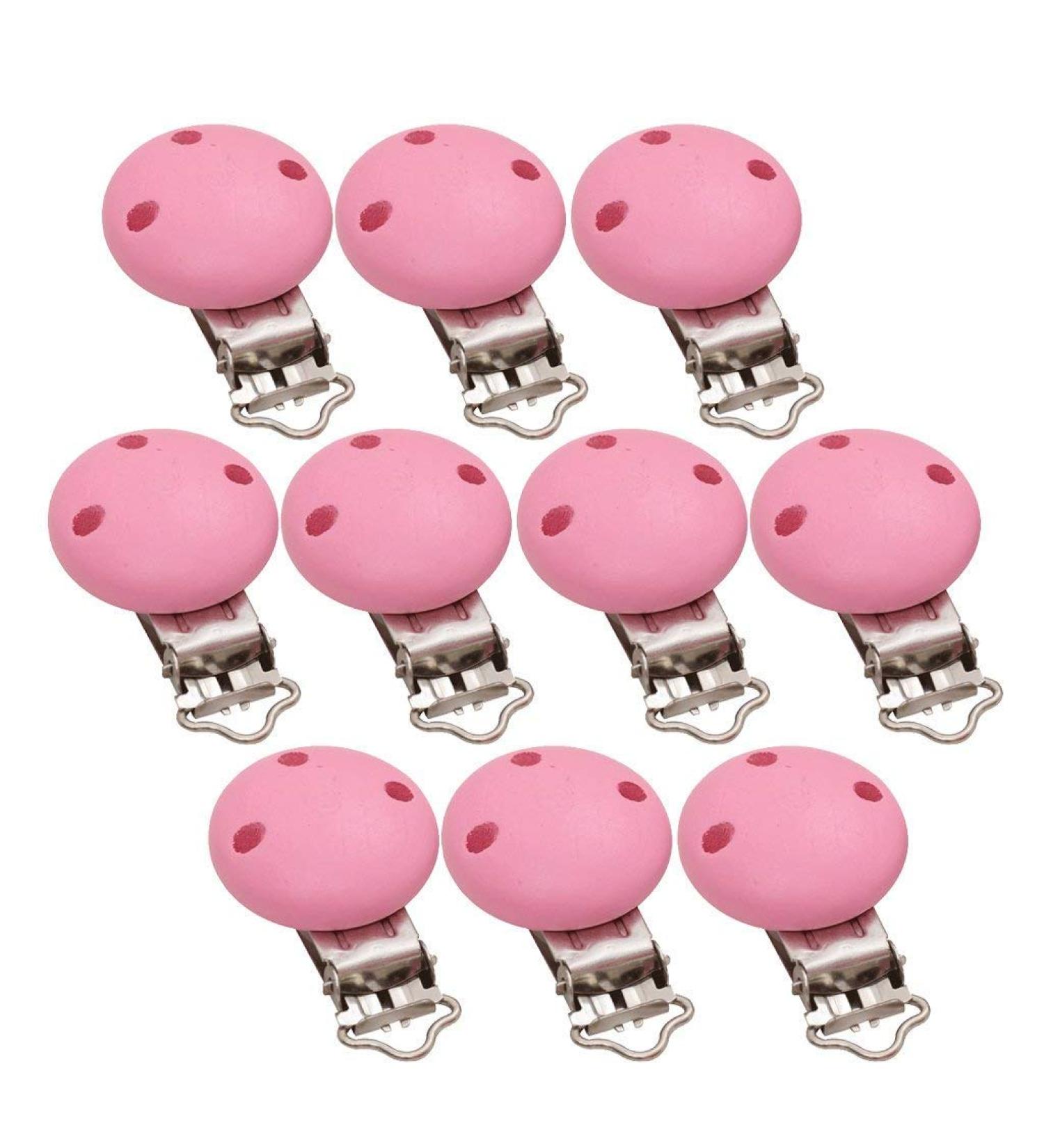 Buy 10-Pack Pink Round Wooden Pacifier Holders (44mm) - International Shipping Available - Buy Online on GoSupps.com