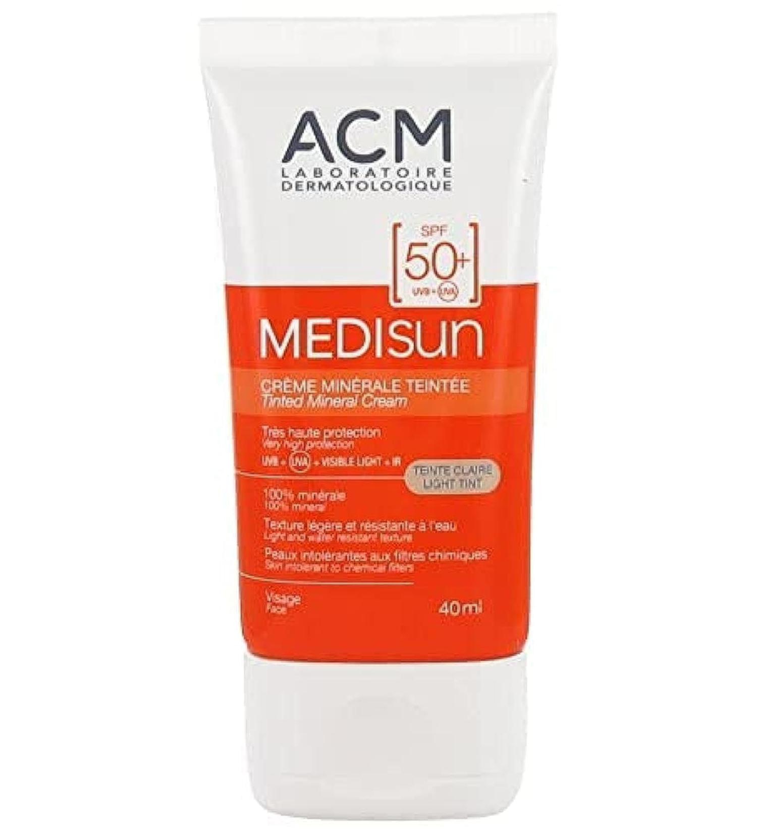 ACM Laboratoire Medisun Tinted Mineral Cream SPF50+ 40ml Light Tint Unscented Water Resistant For All Skin Types and Tones Adult Unisex Use