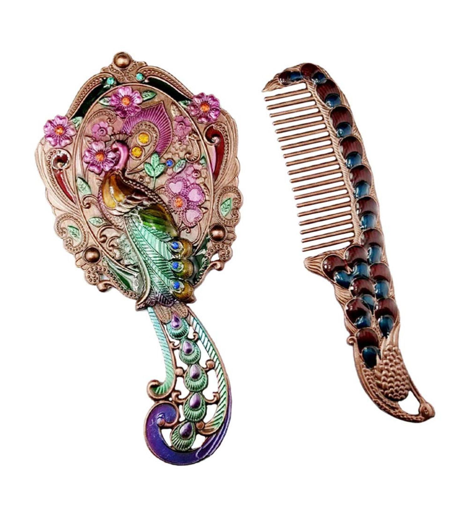 Frcolor Vintage Hand Mirror Set - Antique Make-Up Mirror & Hairbrush Travel Tools for Women & Girls - Perfect Gift in Random Colors - Buy Online on GoSupps.com