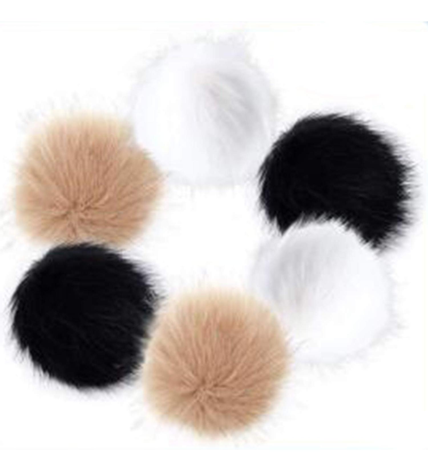 6PCS 4 Inch Faux Fur Pom Poms for Hats, Crafts, and More | Multi-color Fluffy Pompoms with Elastic Loop - Buy Online on GoSupps.com