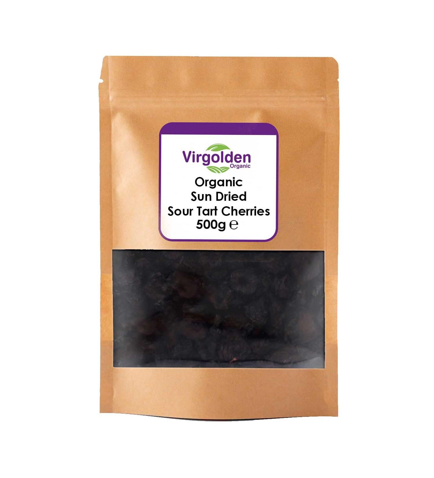 Organic Sun Dried Sour Tart Cherries 500g by Virgolden Organic - Buy Online on GoSupps.com