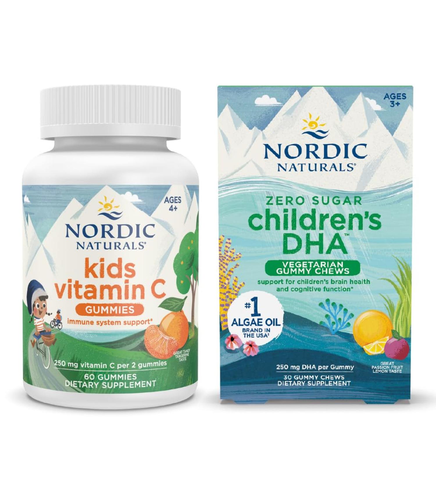 Nordic Naturals Starter Pack - Children's DHA Veg Gummy Chews and Kids Vitamin C Gummies