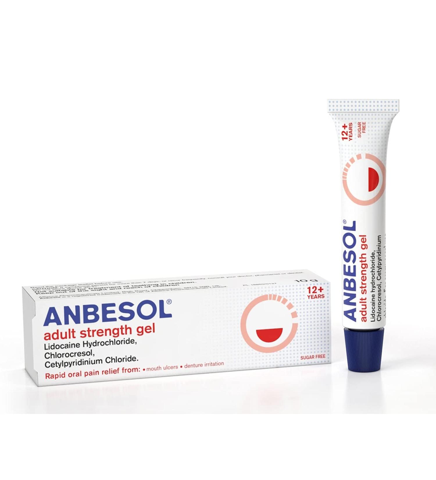 Anbesol Adult Strength Gel 10g - Effective Oral Pain Relief for Mouth Ulcers & Denture Irritation - Buy Online on GoSupps.com