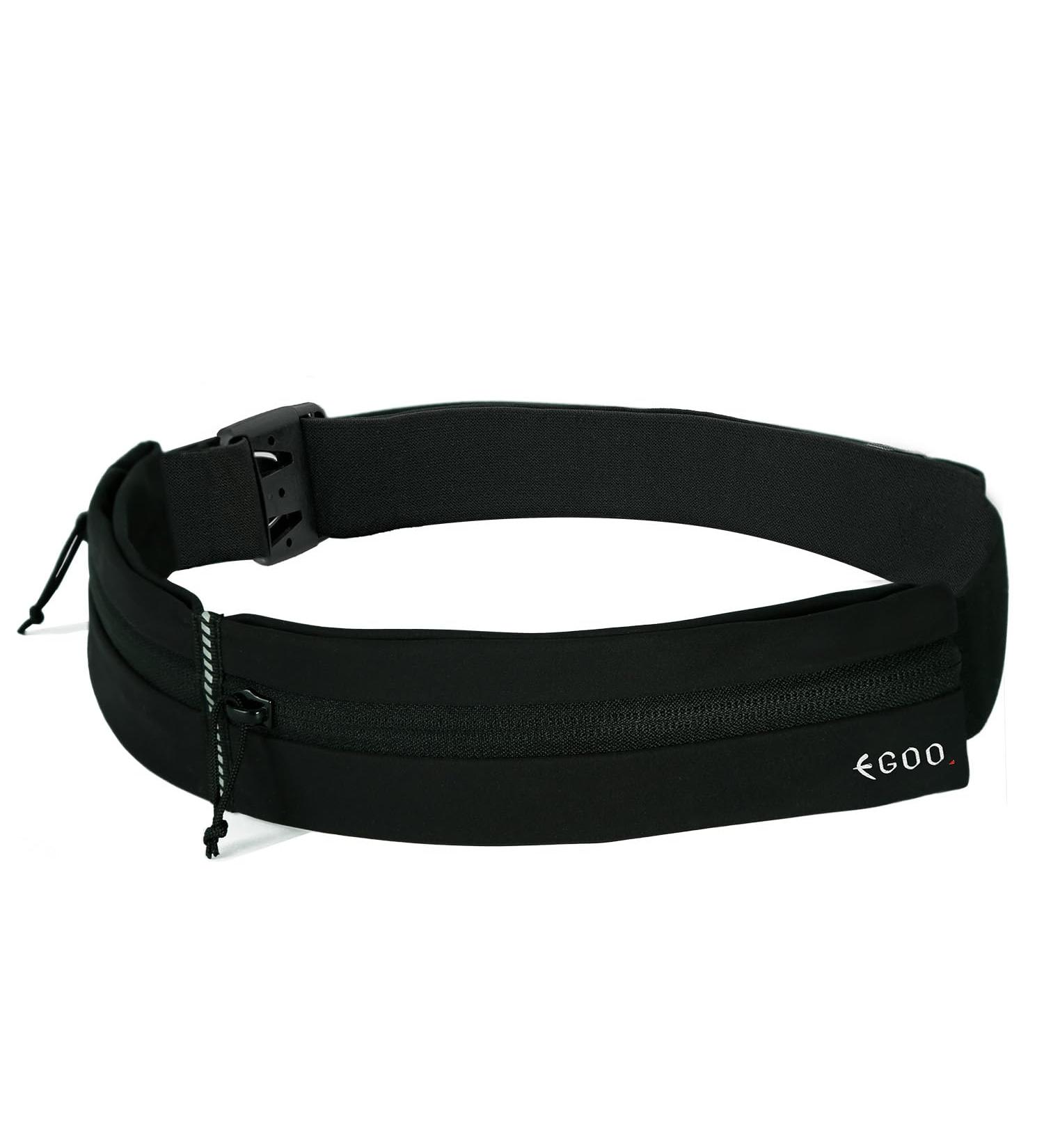 EGOO Water-Repellent Base Belt | Adjustable Rubber Band | Light Sports Hip Pocket for Running Hiking Cycling & Outdoor Activities (Schwarz) - Buy Online on GoSupps.com