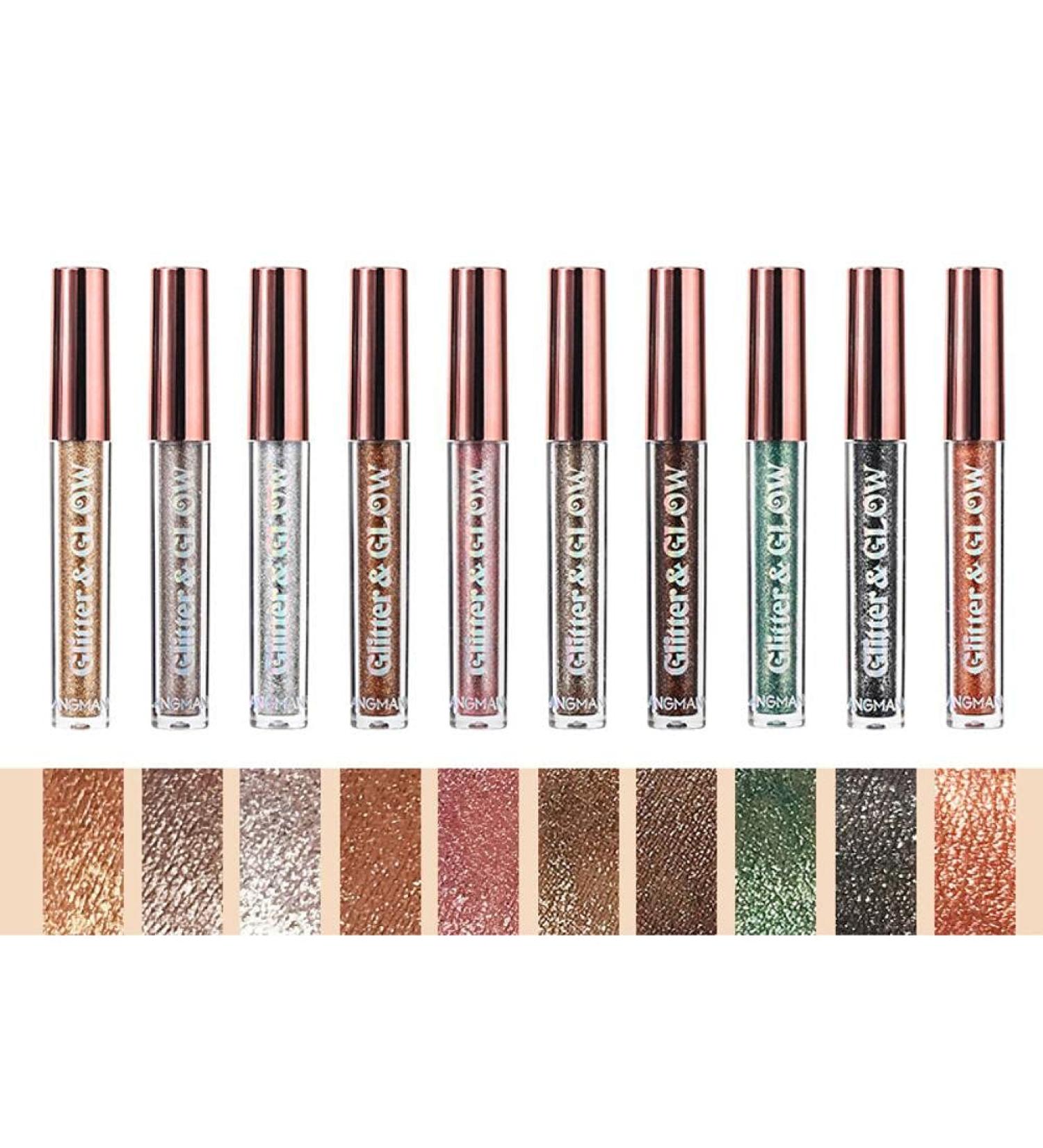 Shimmer Liquid Eyeshadow 10 Colors Metallic Shimmer Long Lasting Waterproof Highly Pigmented Makeup Liquid Eyeshadow Set - Buy Online on GoSupps.com