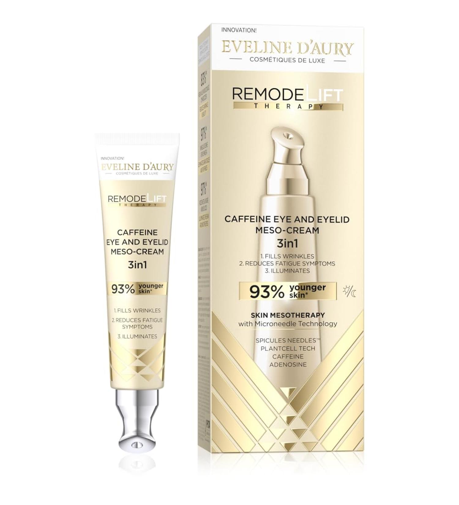  EVELINE D'AURY RemodeLift Therapy 3-in-1 Caffeine Eye Cream | Advanced Anti-Fatigue Treatment with Spicules Needles Technology | Reduces Puffining Dark Circles & Wrinkles - Buy Online on GoSupps.com