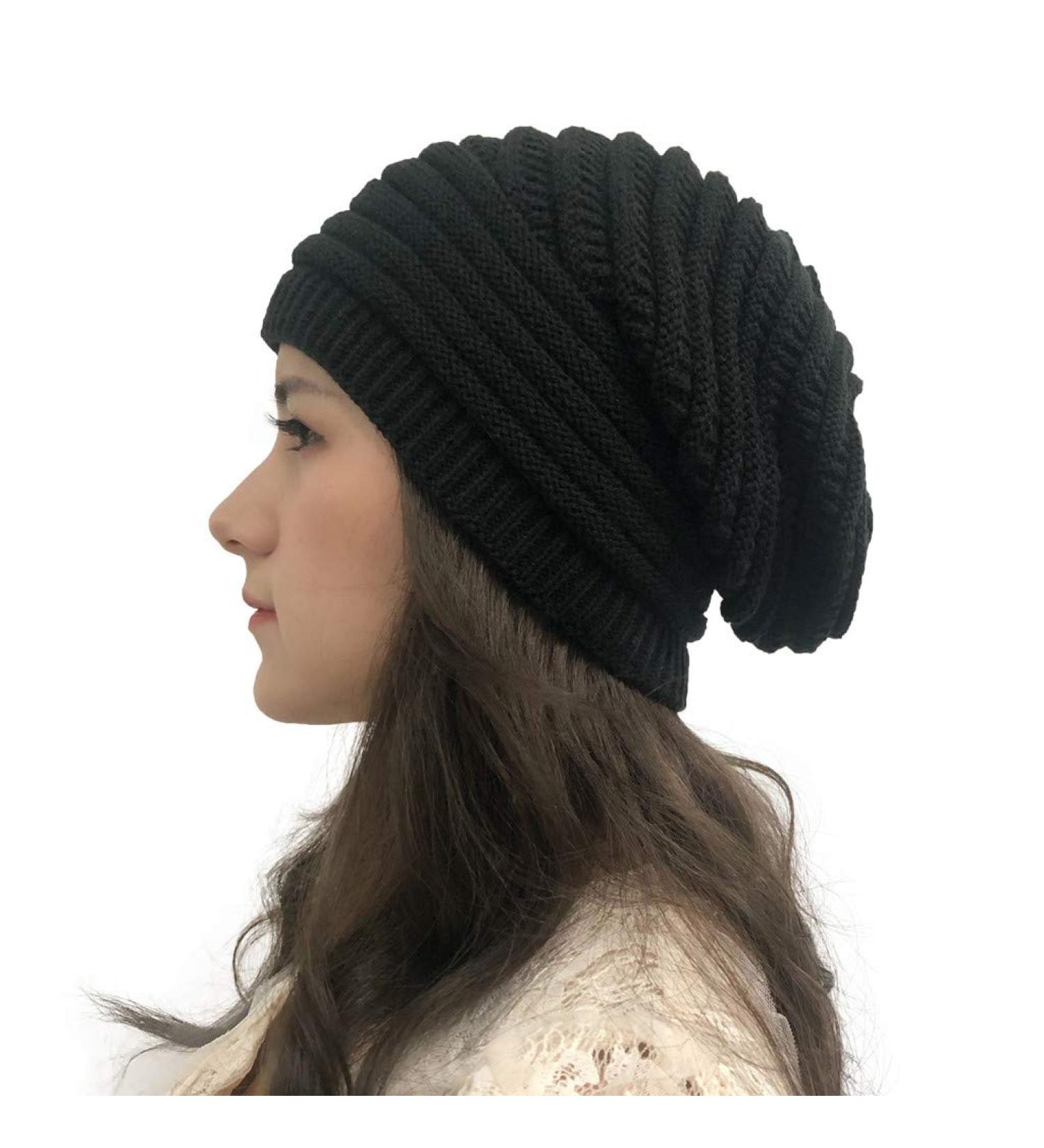 Women's Lightweight Winter Beanie Hat | Cozy Chunky Knit with Pom Pom Visor | Black - Buy Online on GoSupps.com