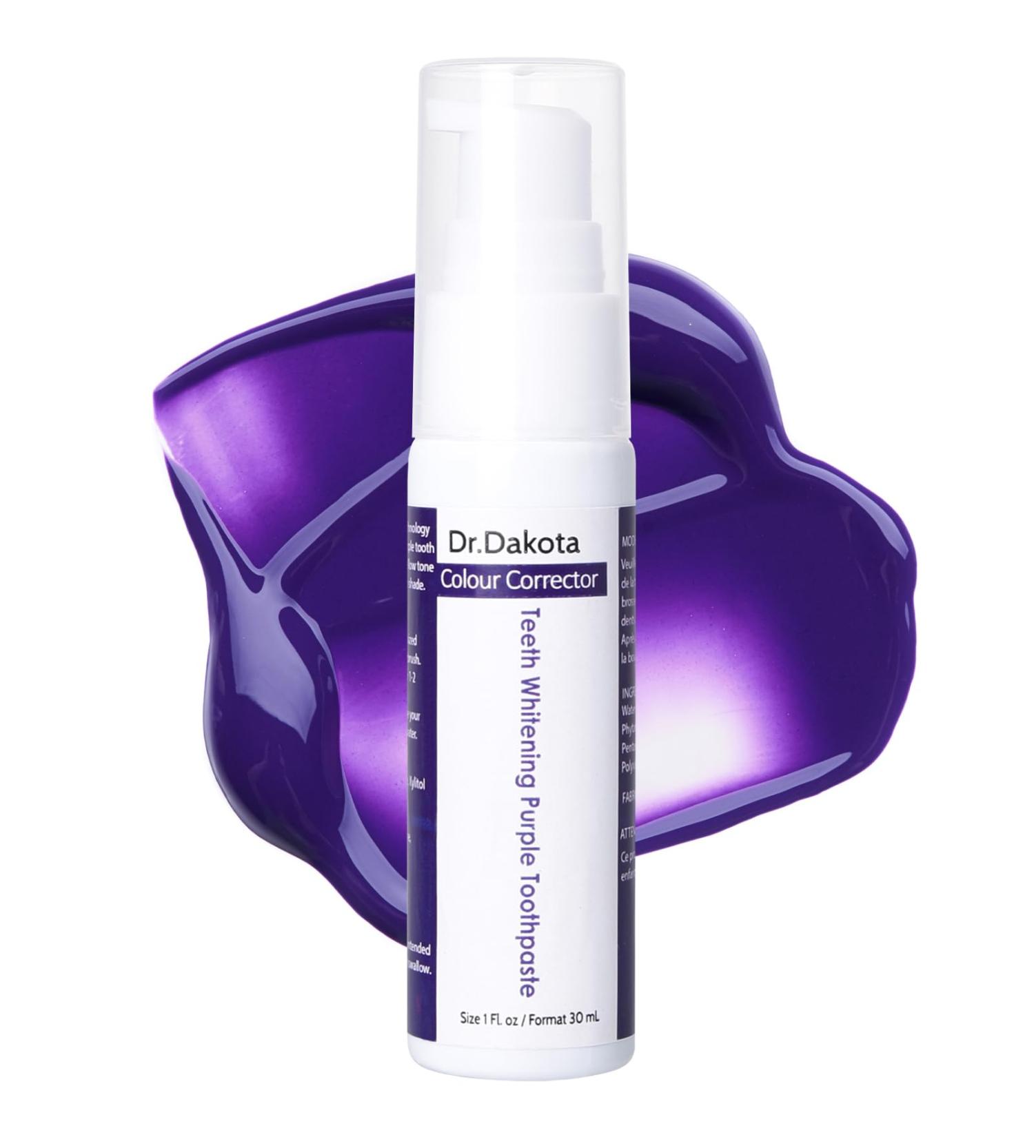 Dr. Datoka Purple Teeth Whitening Toothpaste - Brighten Your Smile with Color Wheel Formula | 1fl oz / 30 ml - Buy Online on GoSupps.com