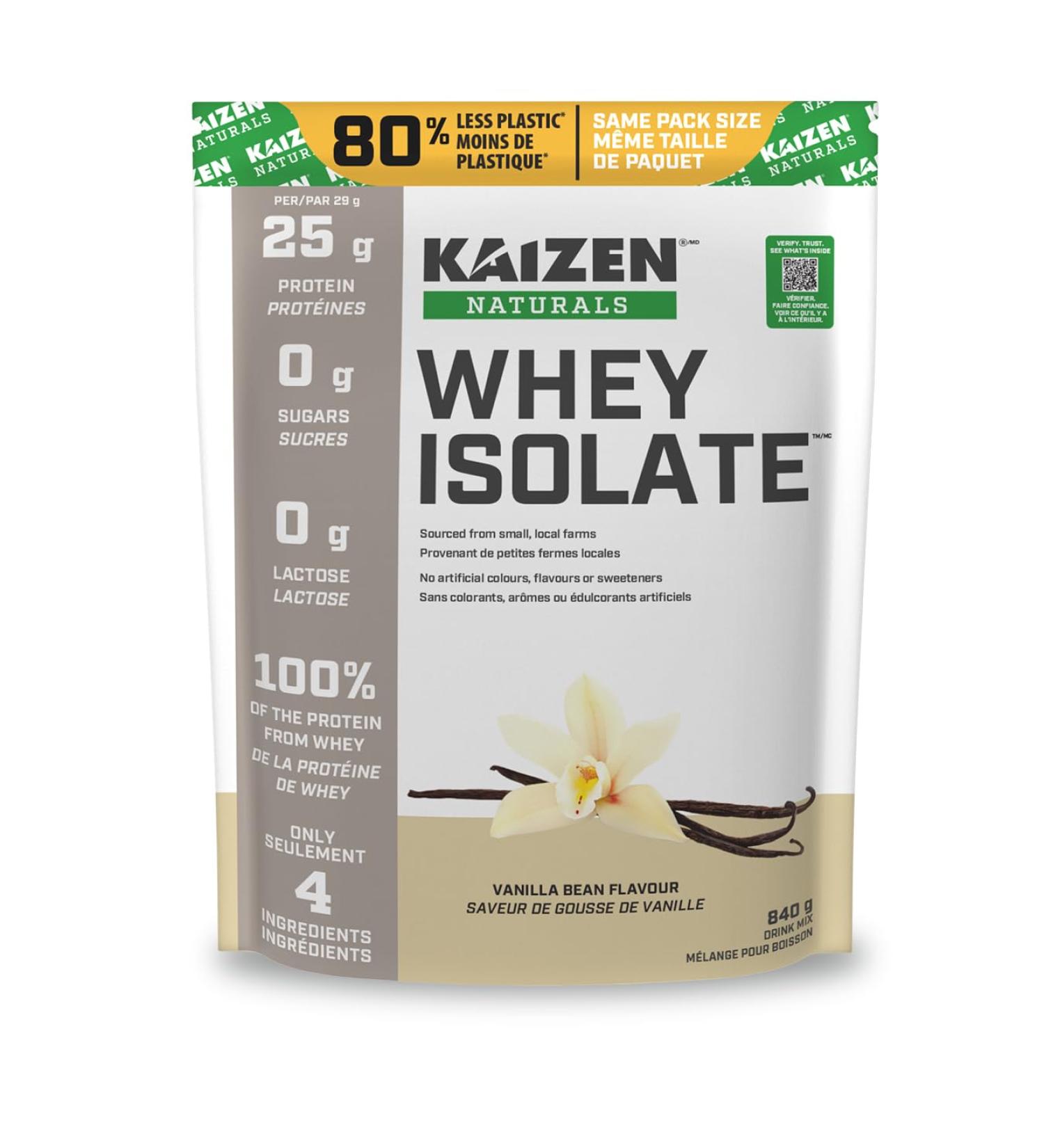 Kaizen Naturals Whey Isolate Vanilla Bean 840g Pouch - Buy Online on GoSupps.com