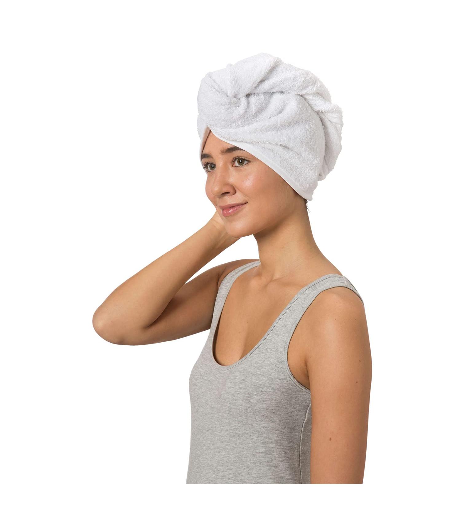 LIEBLINGS Ding Cotton Hair Turban - 100% Quick-Drying Hair Towel for Long Hair | White 70x26 cm | International Shipping Available - Buy Online on GoSupps.com