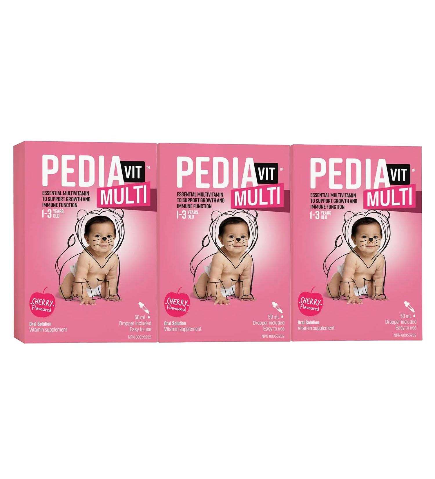 PediaVit Liquid Multi with Vitamins A D & C | Ideal for Children 1-3 Years | Essential Multivitamin to Support Growth and Immune Function | 50mL (Pack of 3) - Buy Online on GoSupps.com
