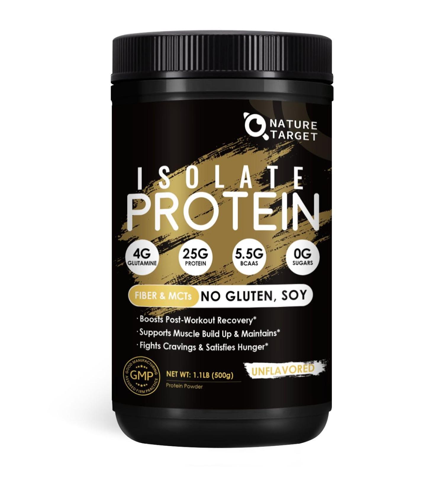NATURE TARGET Whey Protein Powder Unflavored - Whey Protein Isolate 25g Protein Sugar-Free 1.1lb 1.1 Pound (Pack of 1) - Buy Online on GoSupps.com