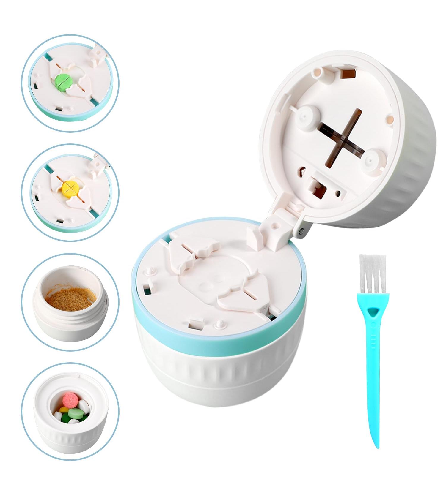 Premium Pill Cutter & Crusher 4-in-1 Splitter & Grinder for Small Pills | Portable Pill Organizer in Blue - Buy Online on GoSupps.com