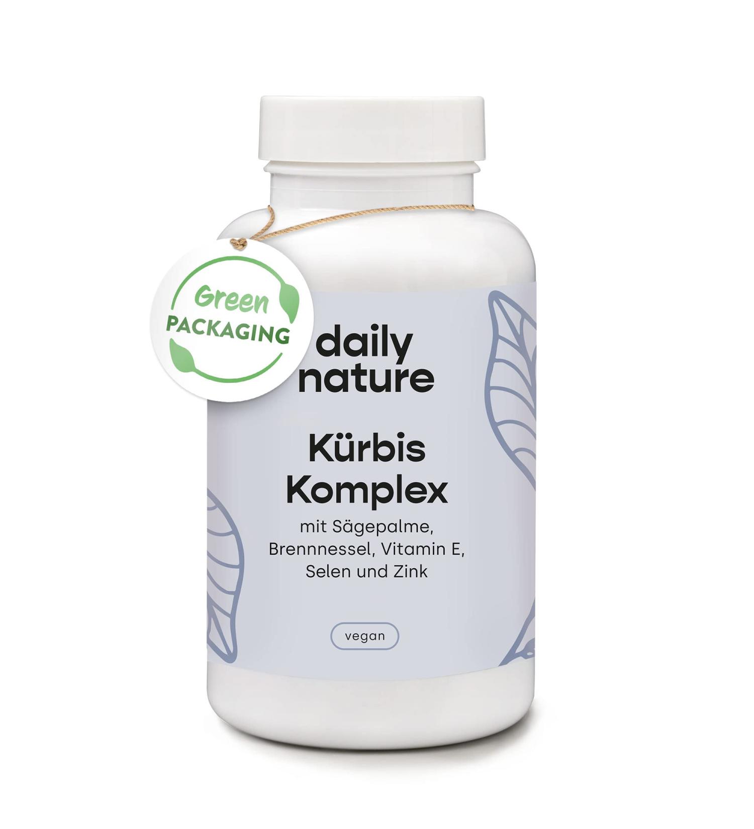 Dailynature Pumpkin Complex Capsules - High Dose 350mg 90 Capsules Made in Germany | Supports Prostate Health with Pumpkin Seeds Saw Palms Nettle Vitamin E & Zinc | 3 Months Supply - Buy Online on GoSupps.com